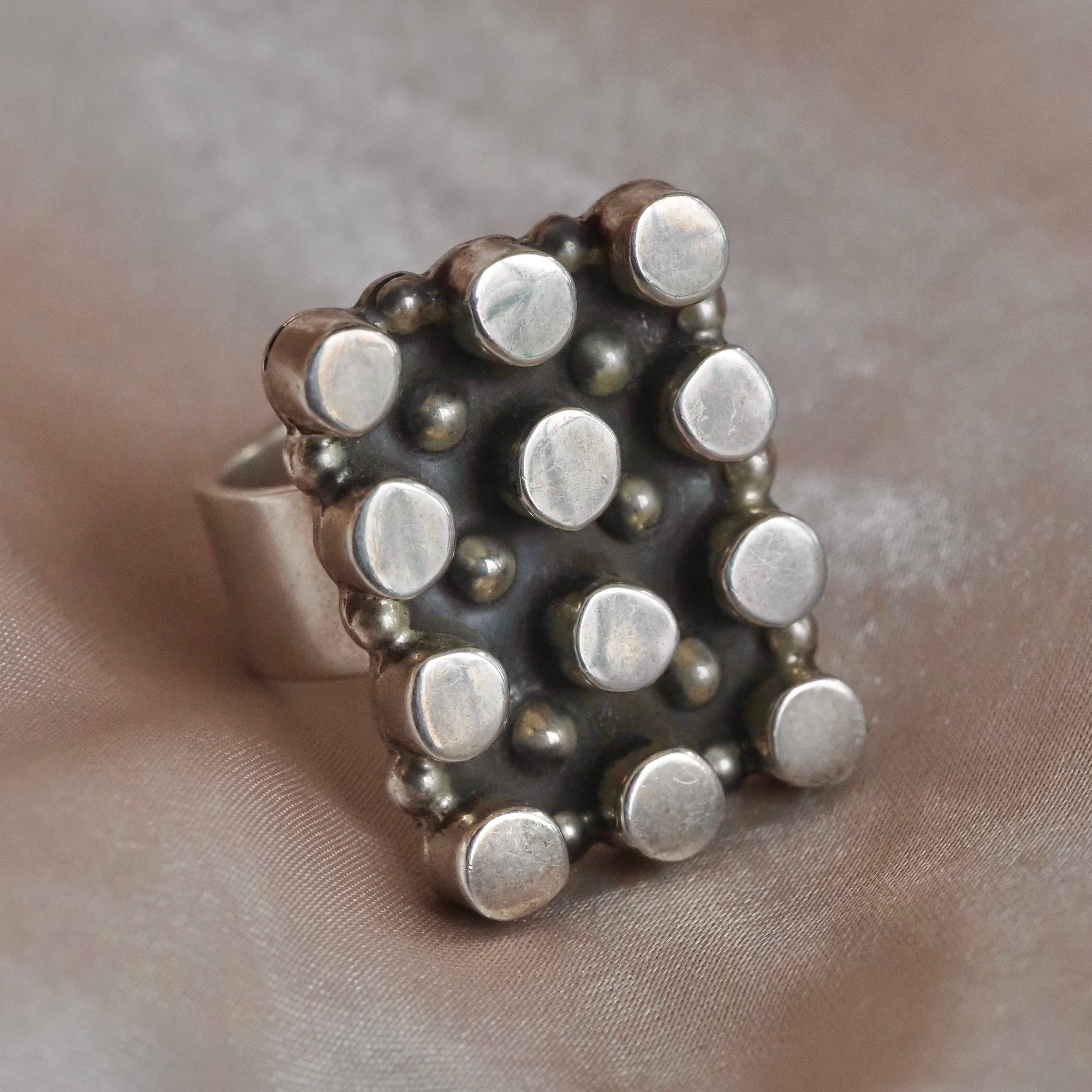 Vintage Sterling Silver Grid Ring