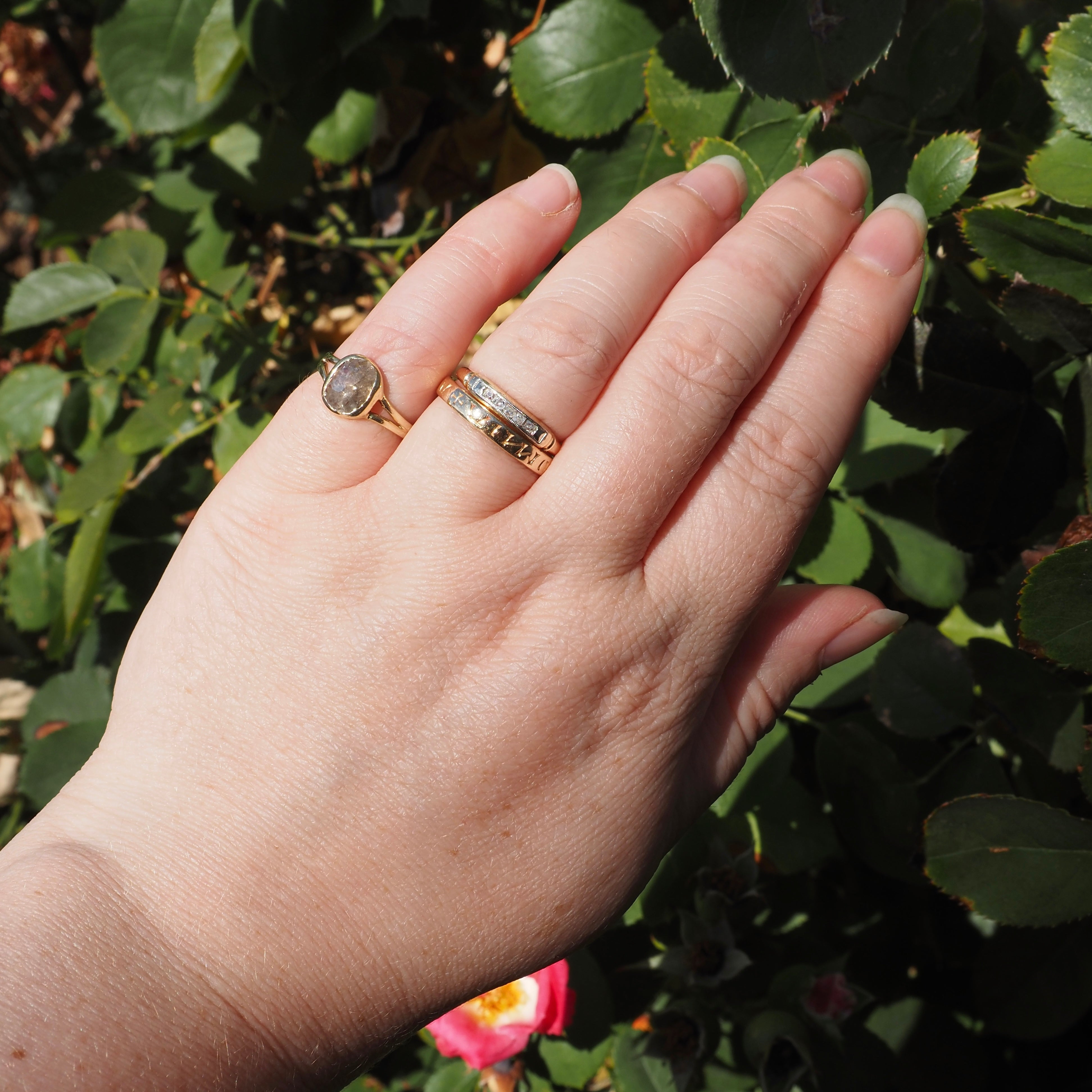 Rose Cut Diamond "Till Death" Skull 14k Gold Engagement Ring