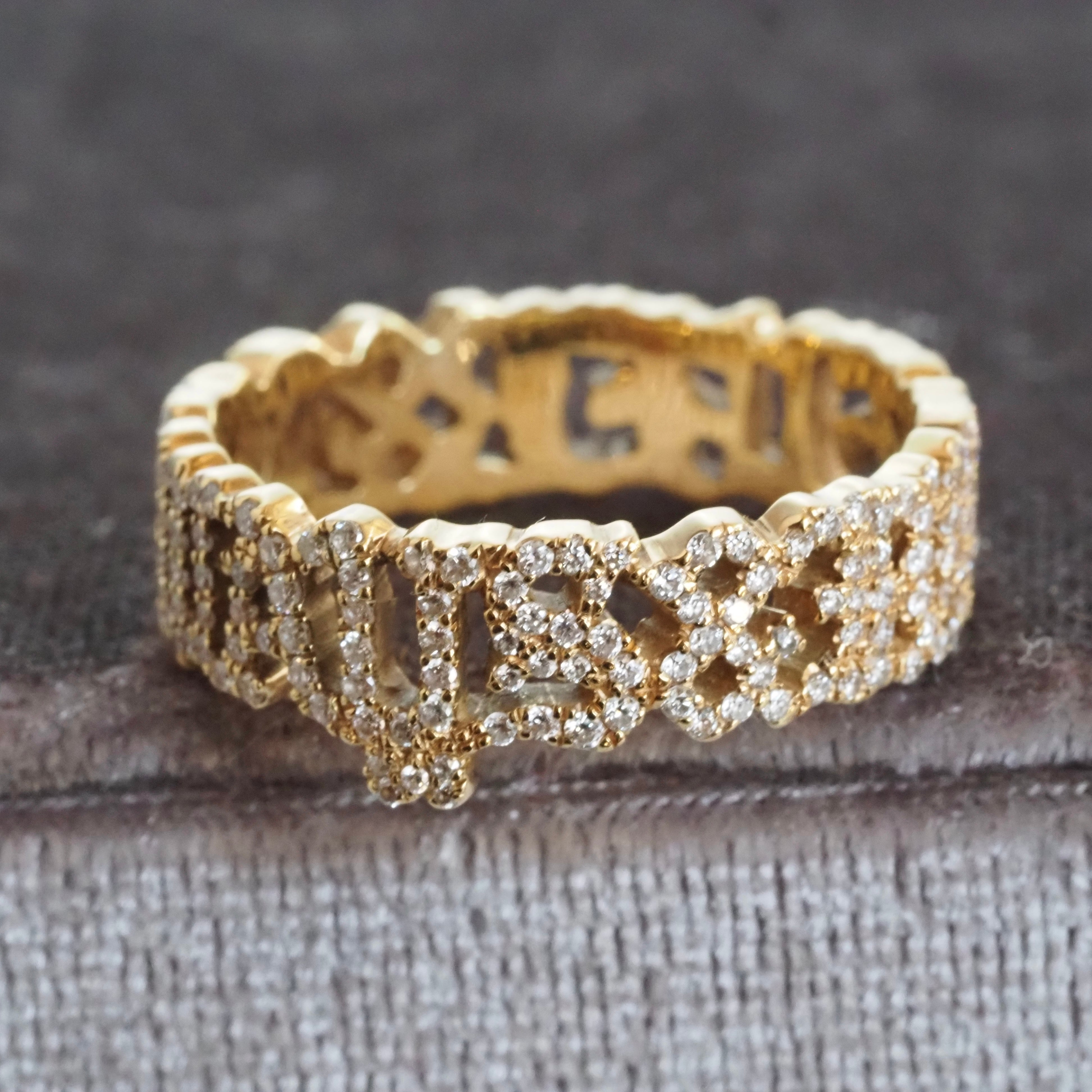 “Always & Forever” Diamond Pavé Script 18k Gold Eternity Band