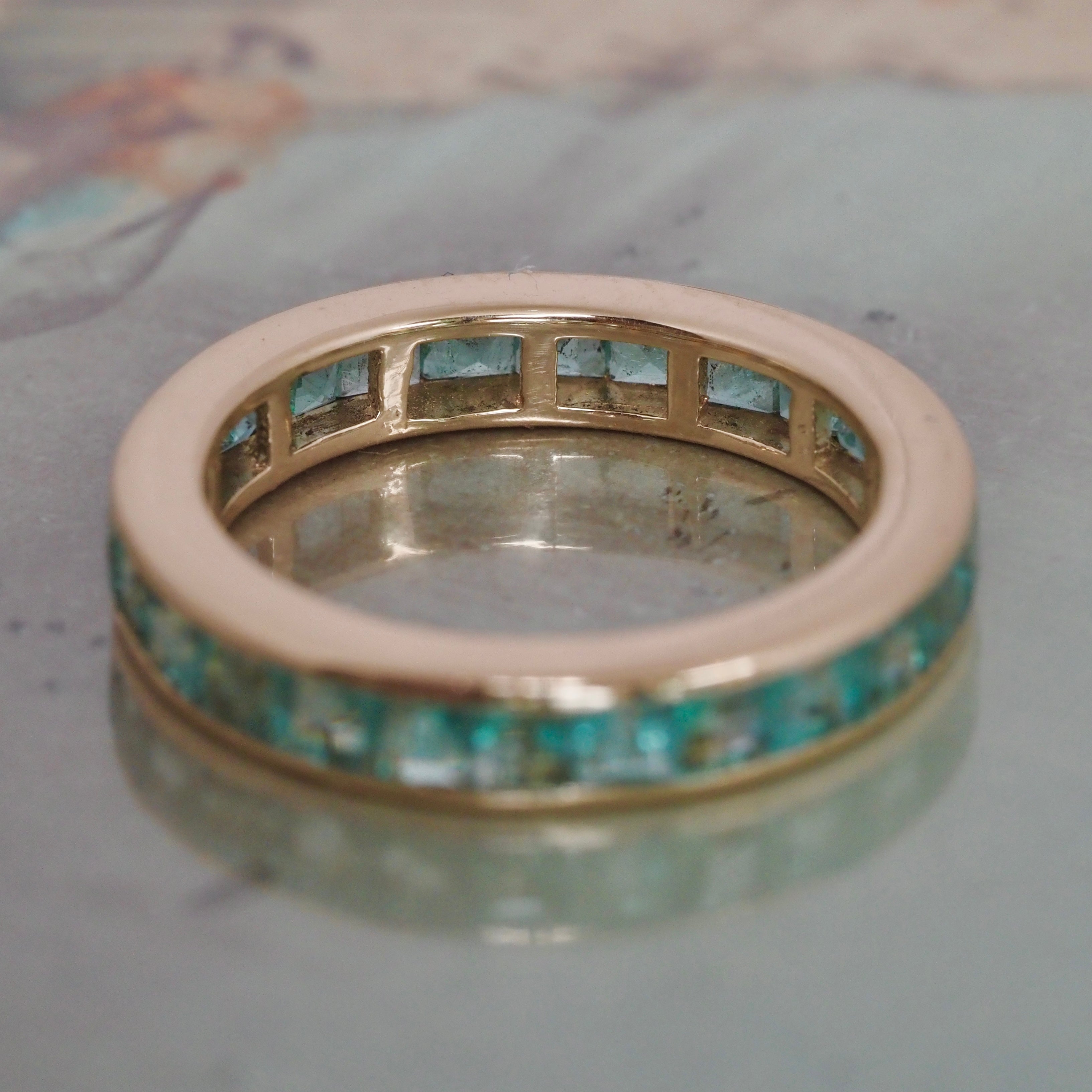 Vintage 14k Gold Emerald Eternity Band