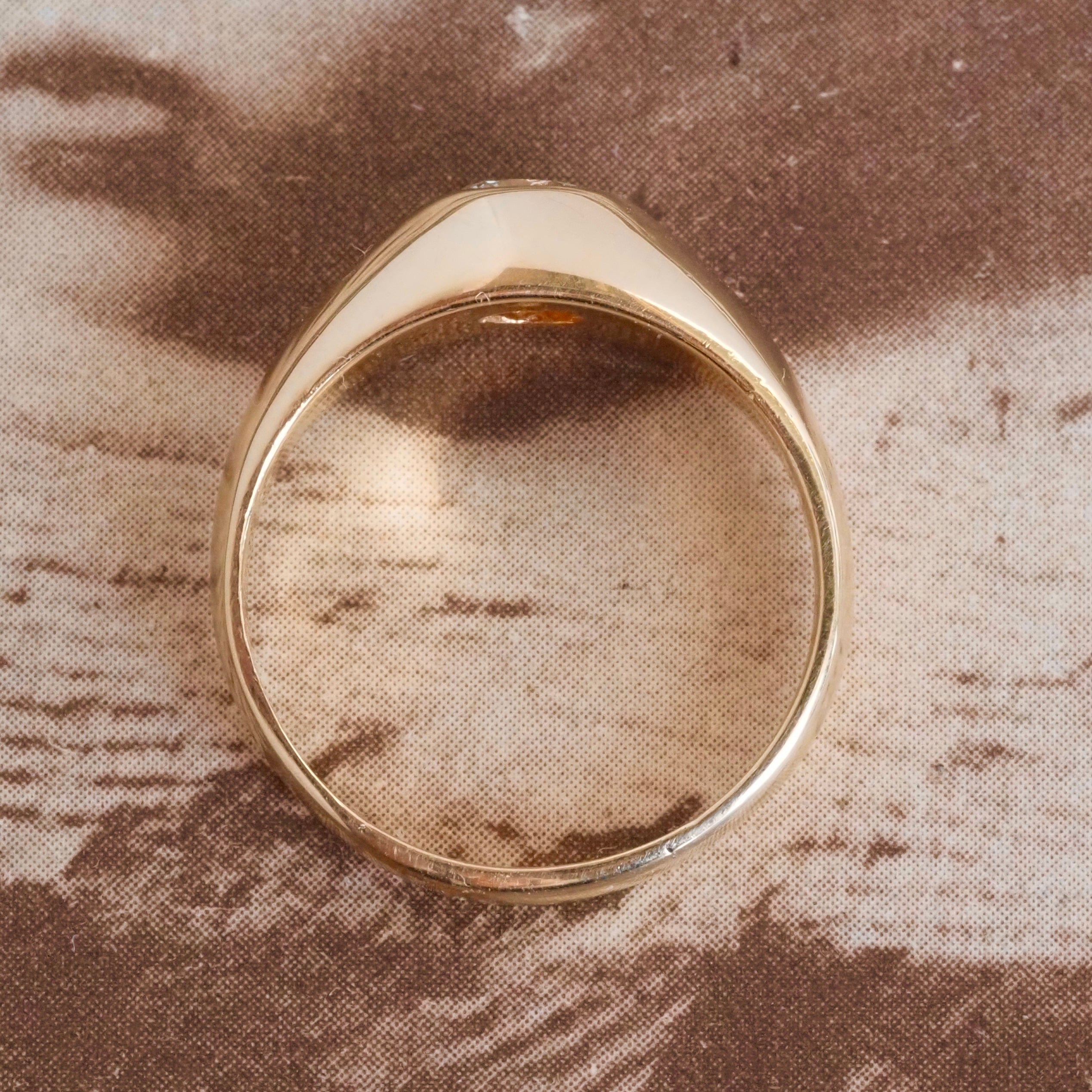 Vintage Flush Set Early Modern Brilliant Transitional Diamond 14k Gold Dome Engagement Ring
