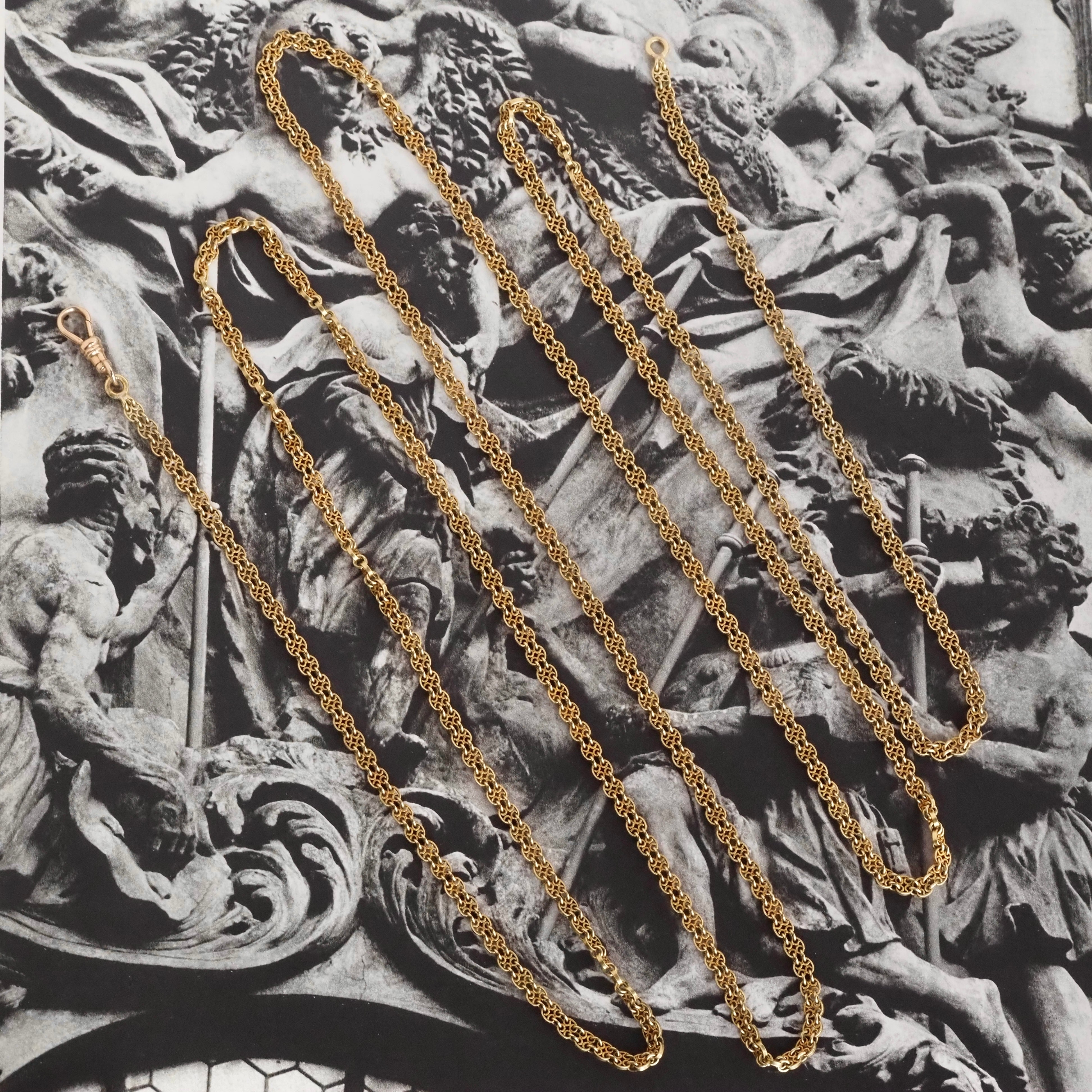 Antique French 18k Gold Art Nouveau Ornate Chain Link Necklace