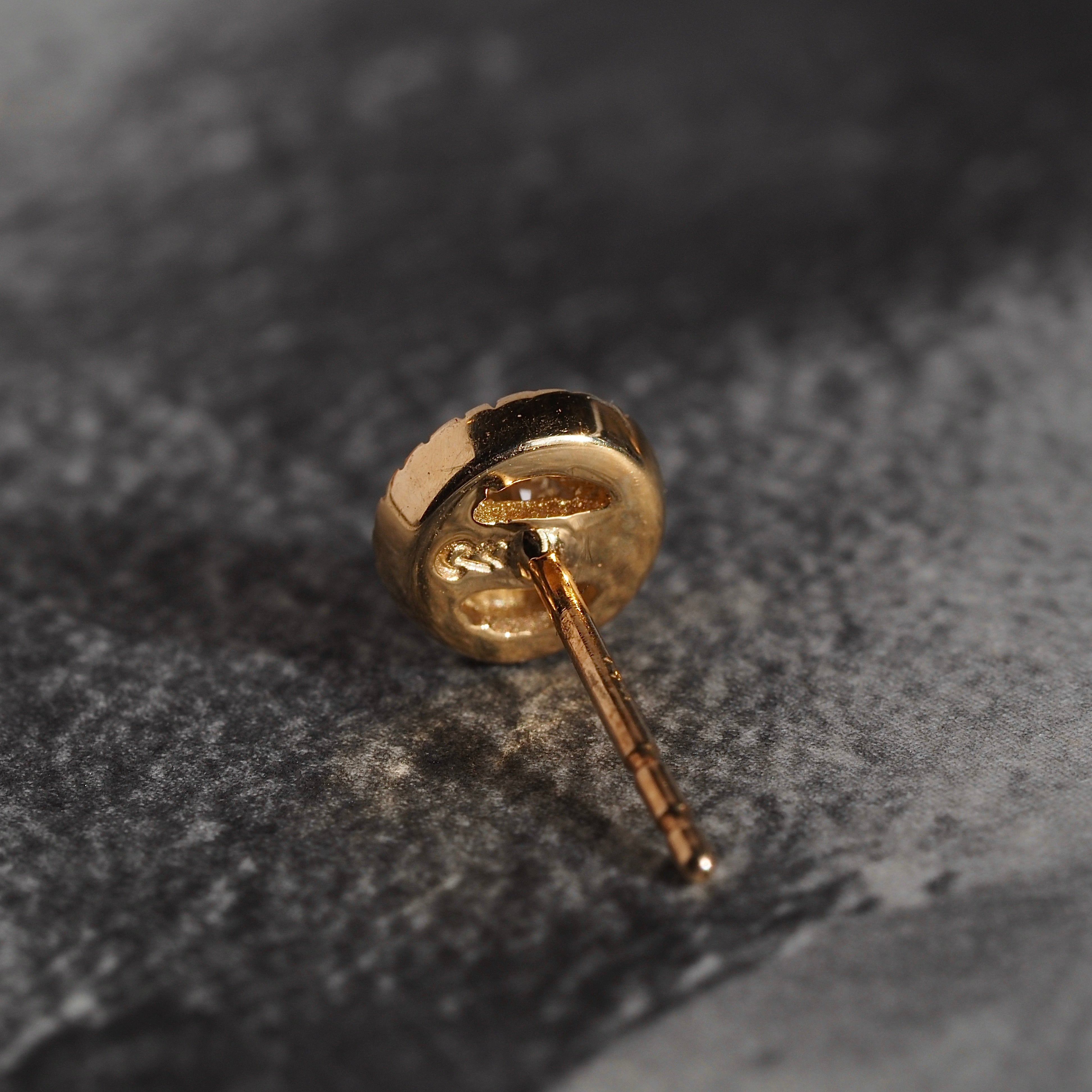 Vintage Radiant Bezel Set 14k Gold Studs