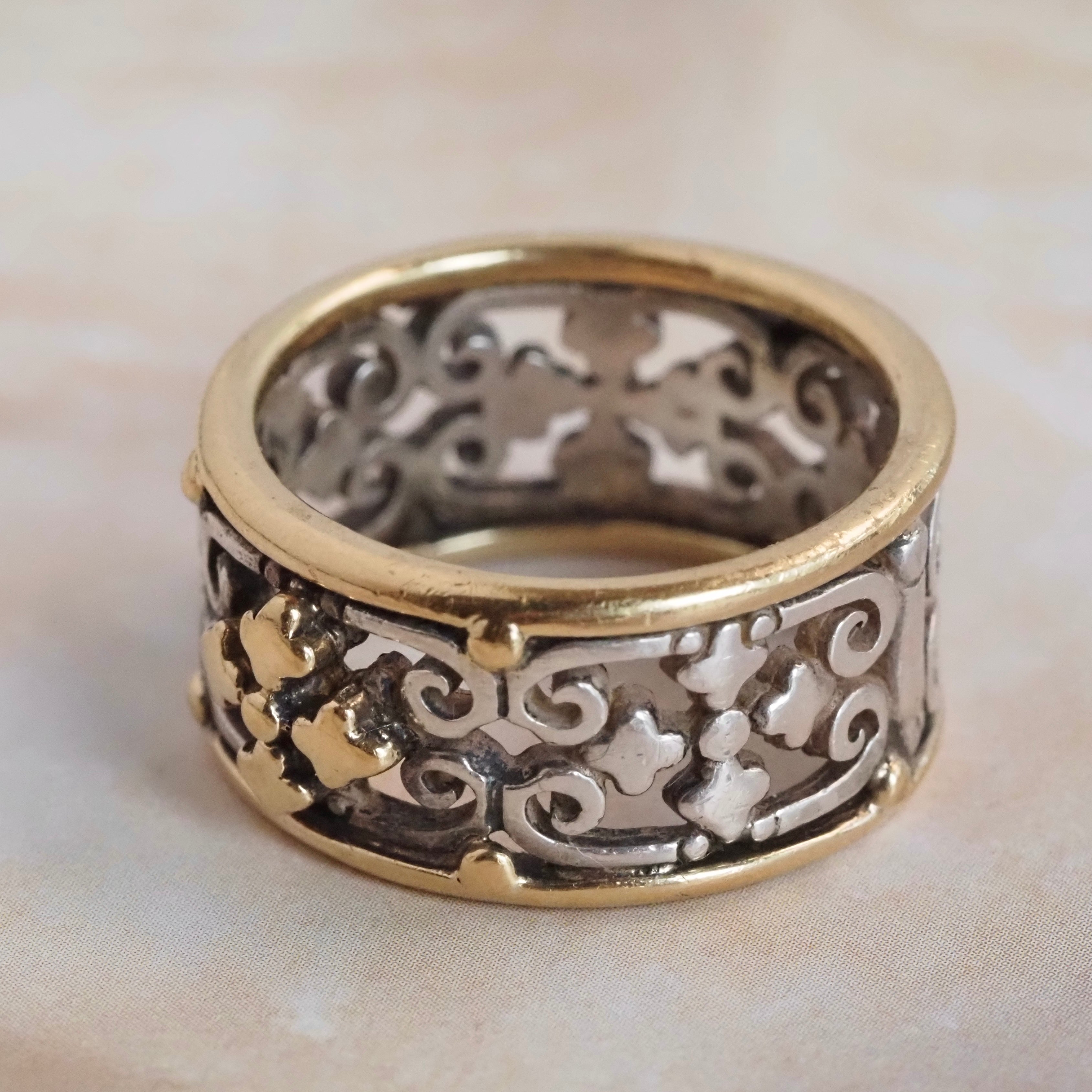 Vintage Sterling Silver 18k Gold Iron Gate Cigar Band