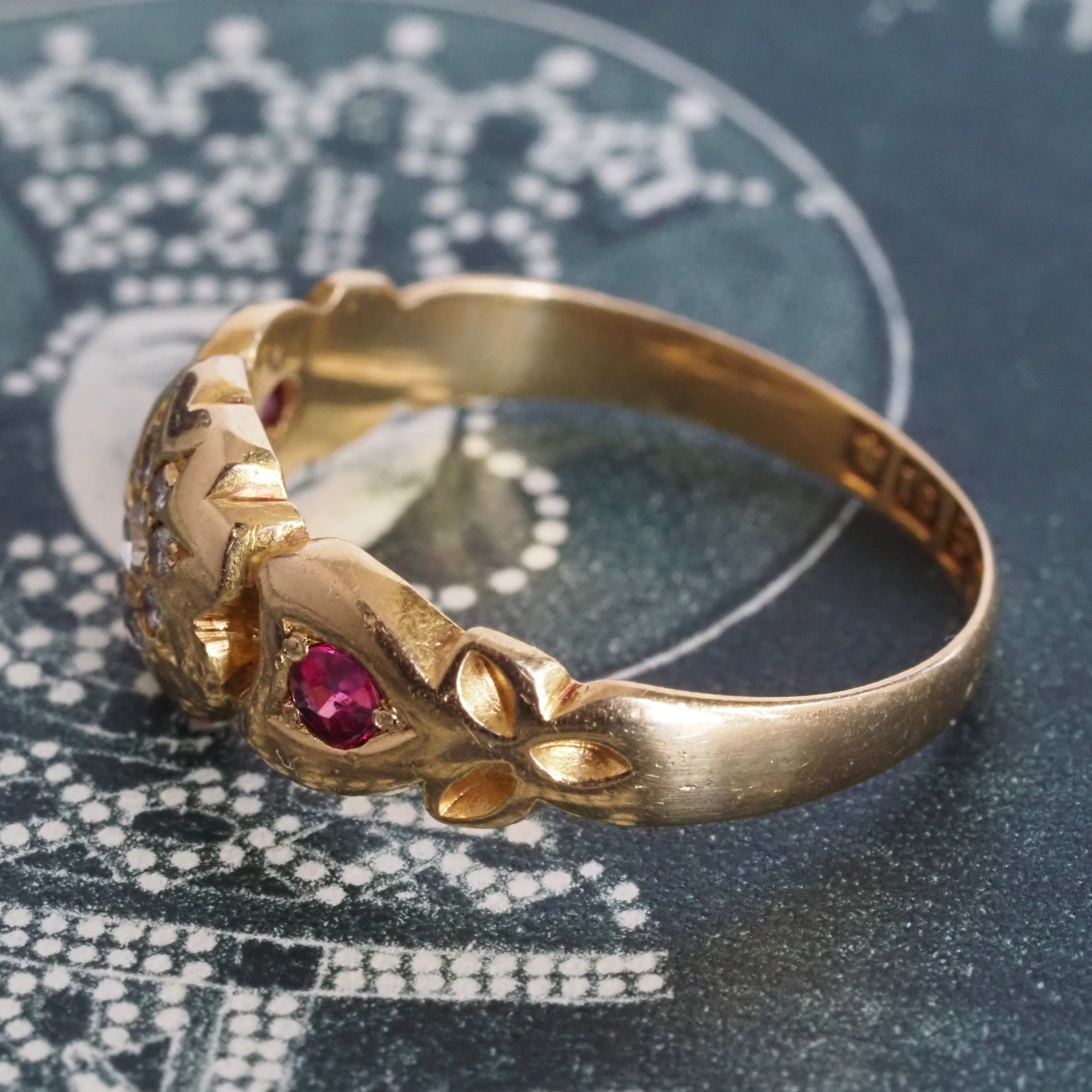 Antique Victorian 18k Gold Ruby & Diamond Ring