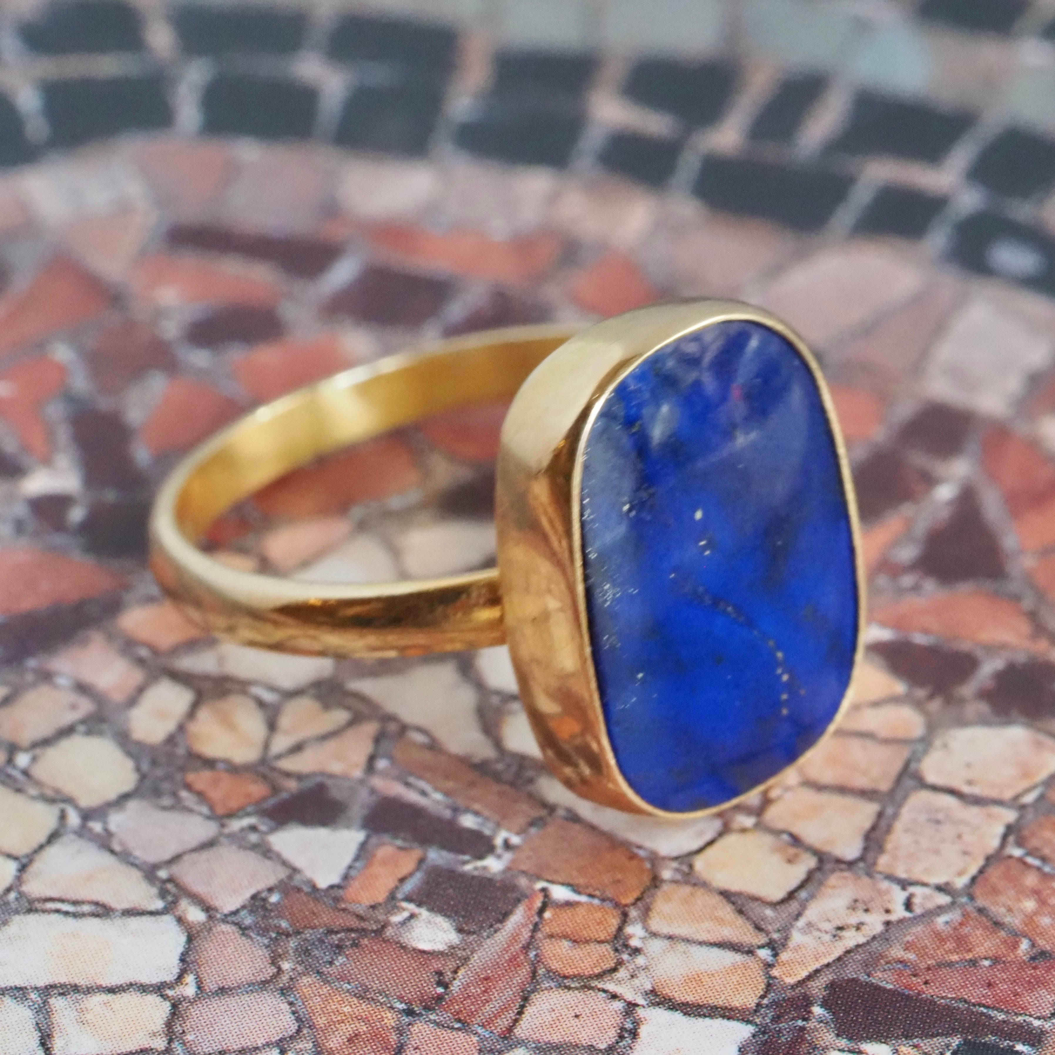 Greek Lapis 18k Gold Ring