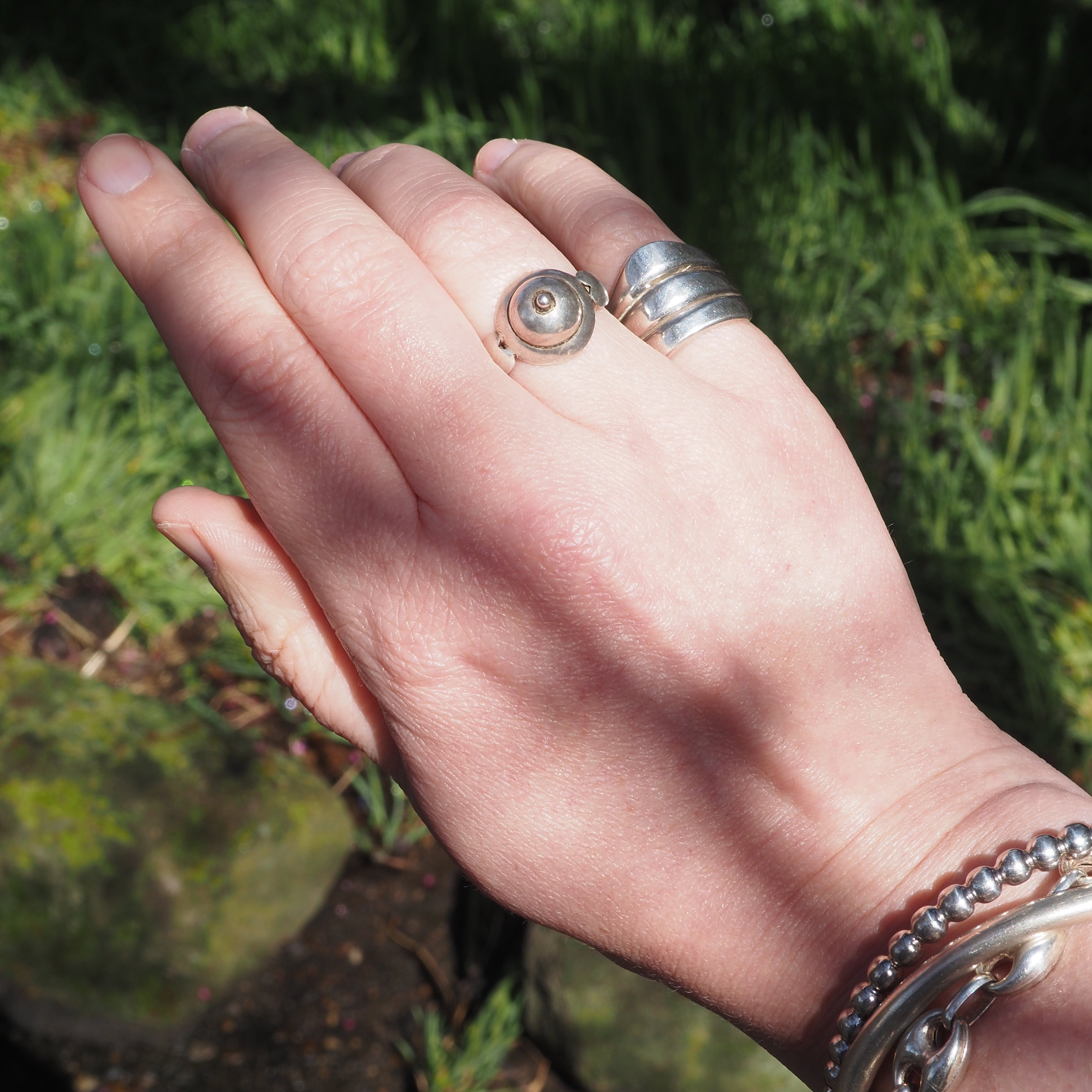 Vintage Sterling Silver Boob & Hearts Ring