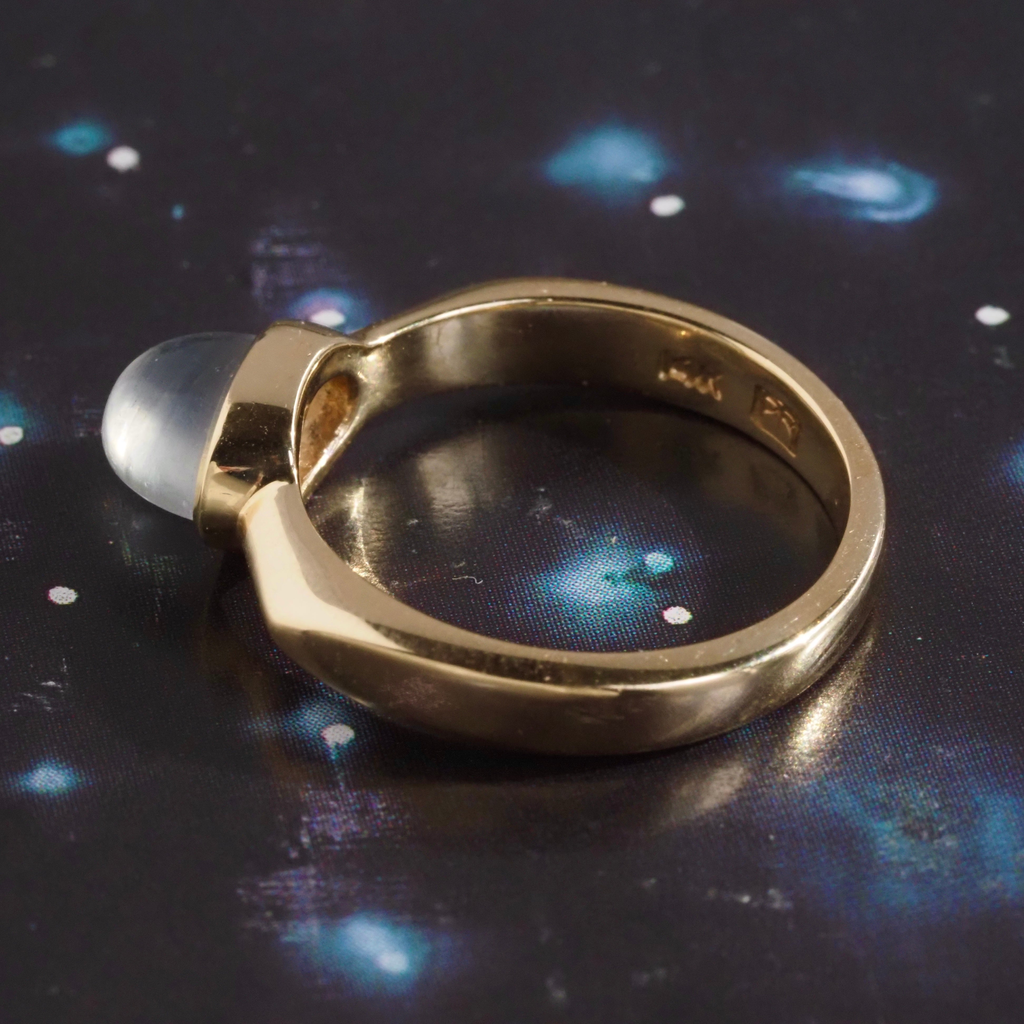 Modernist Moonstone 14k Gold Ring