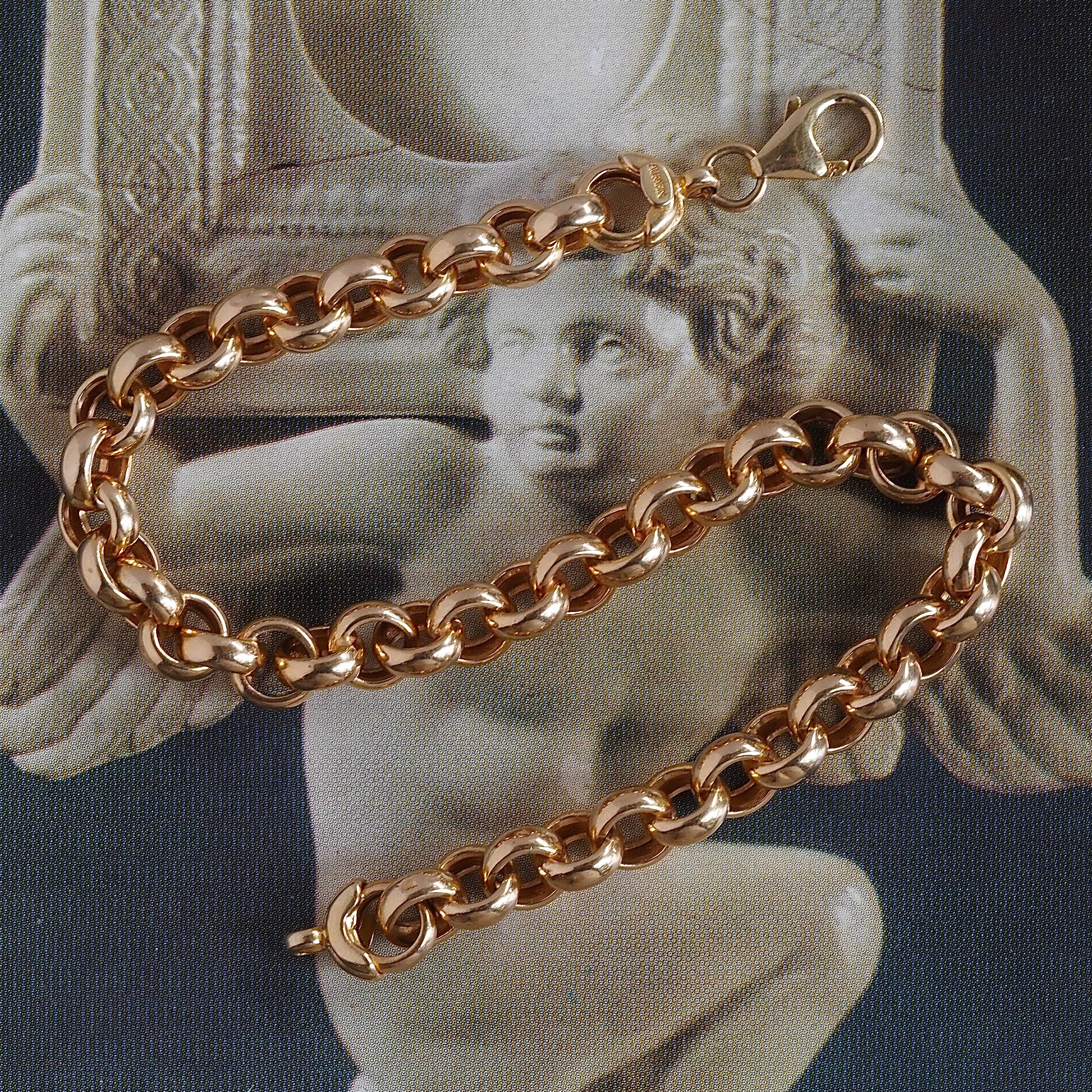 Vintage 14k Gold Rolo Chain 8" Bracelet