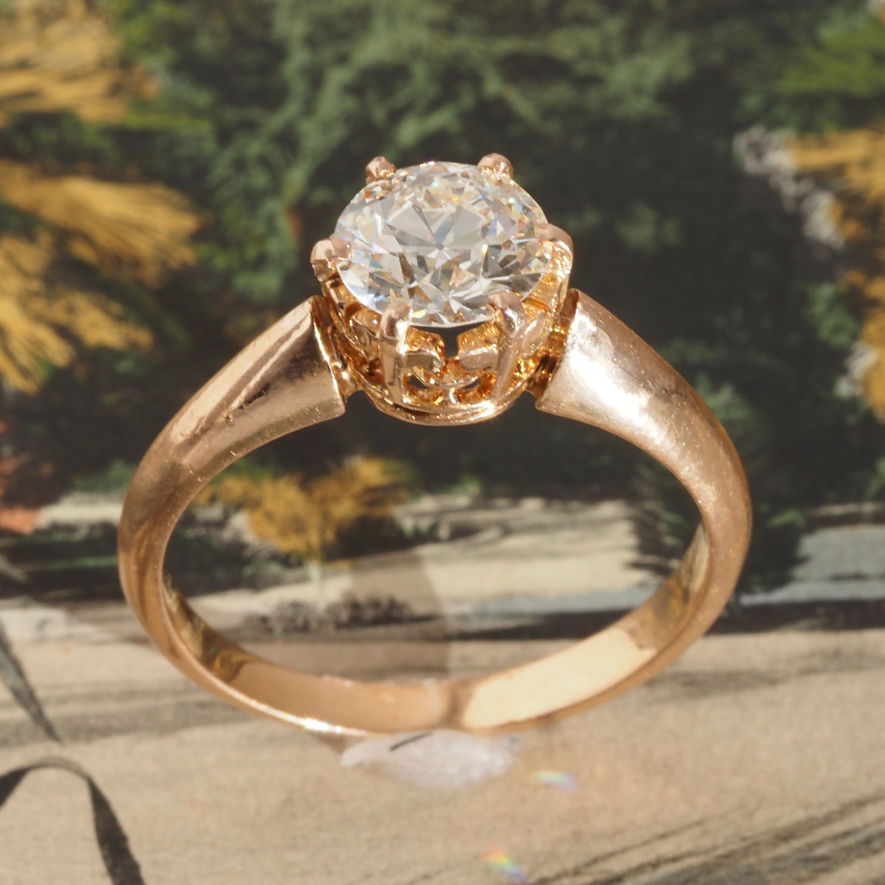 Antique Victorian Old European Cut Diamond 18k Gold Solitaire Engagement Ring