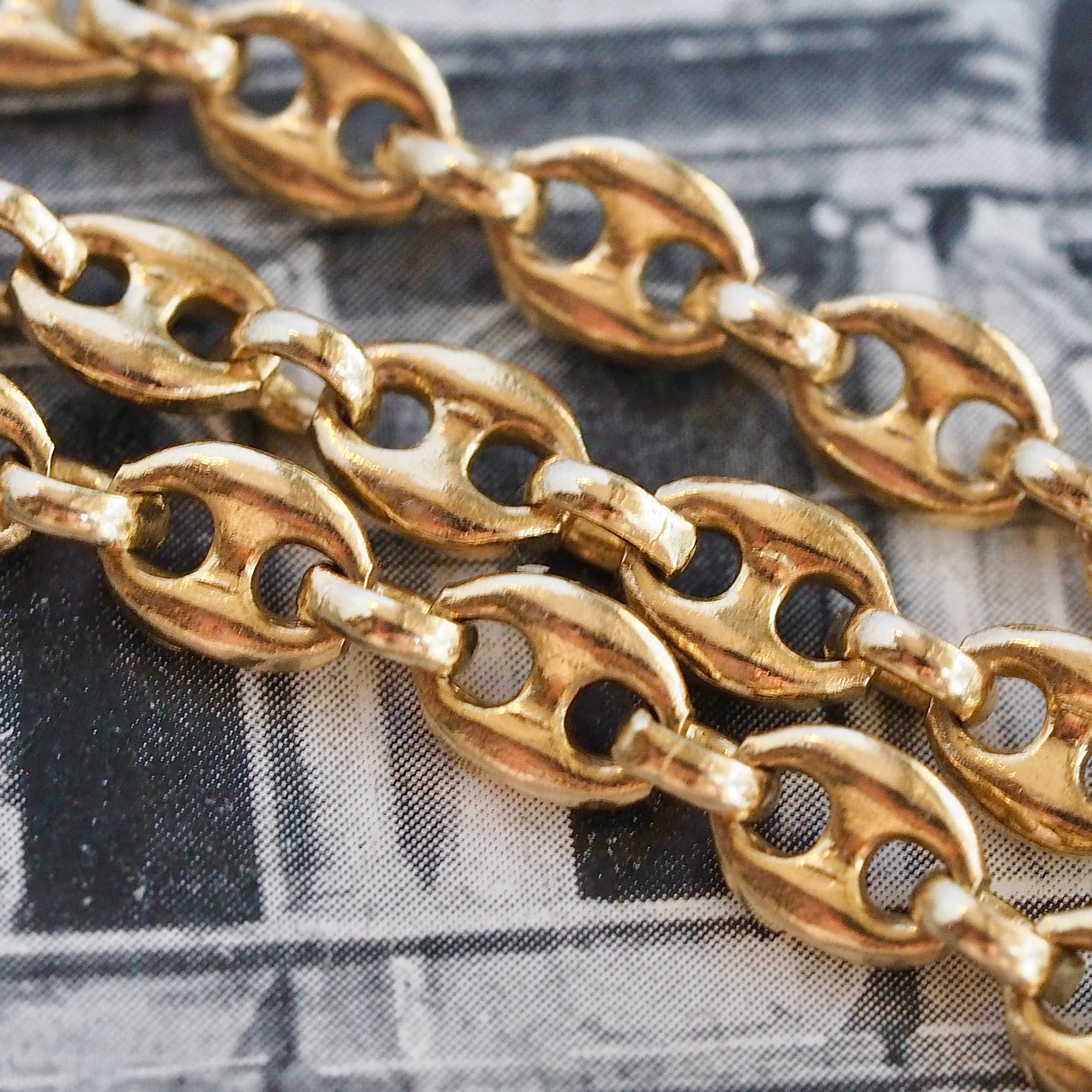 Vintage 14k Gold Puffy Mariner Chain Bracelet