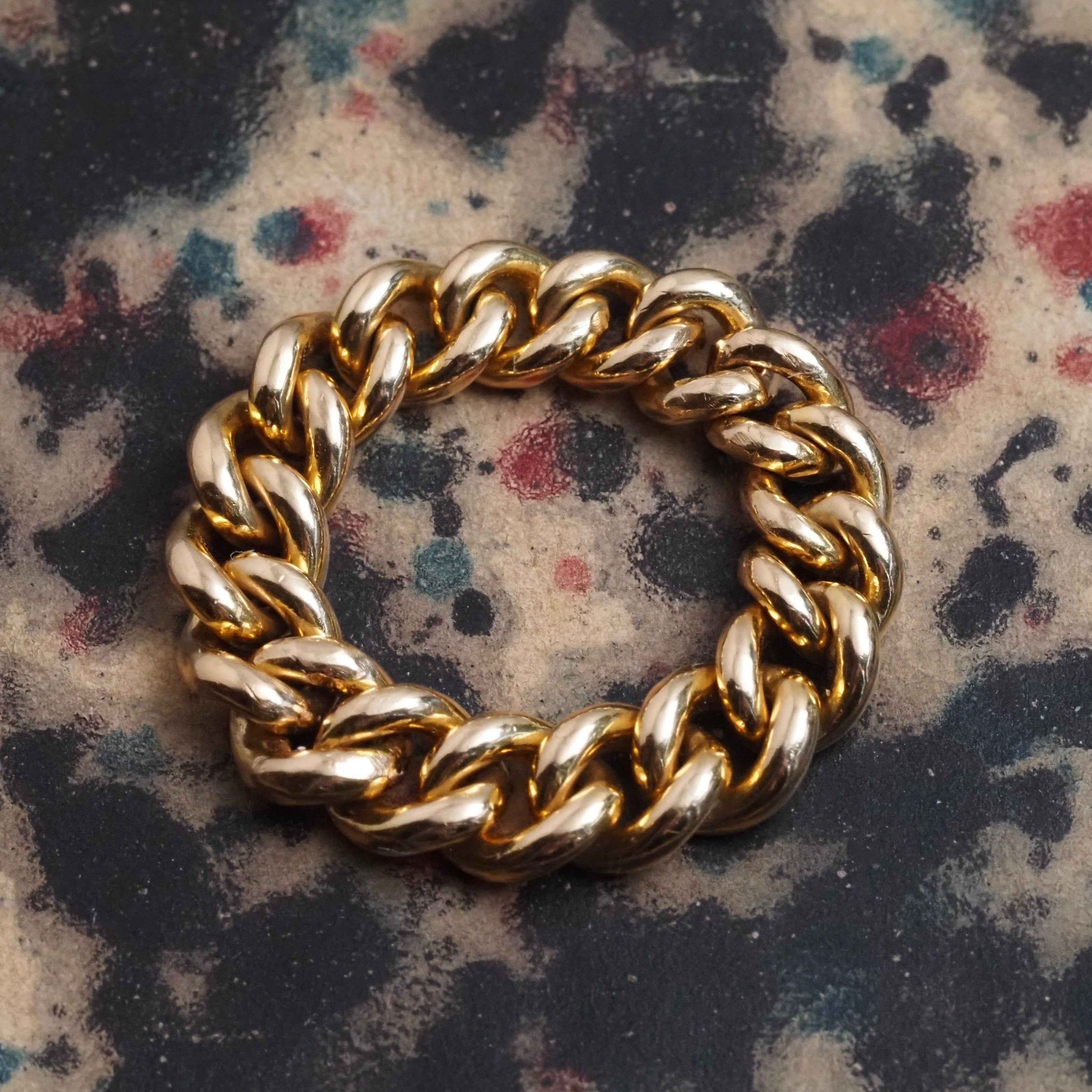 Vintage 18k Gold Solid Curb Chain Ring