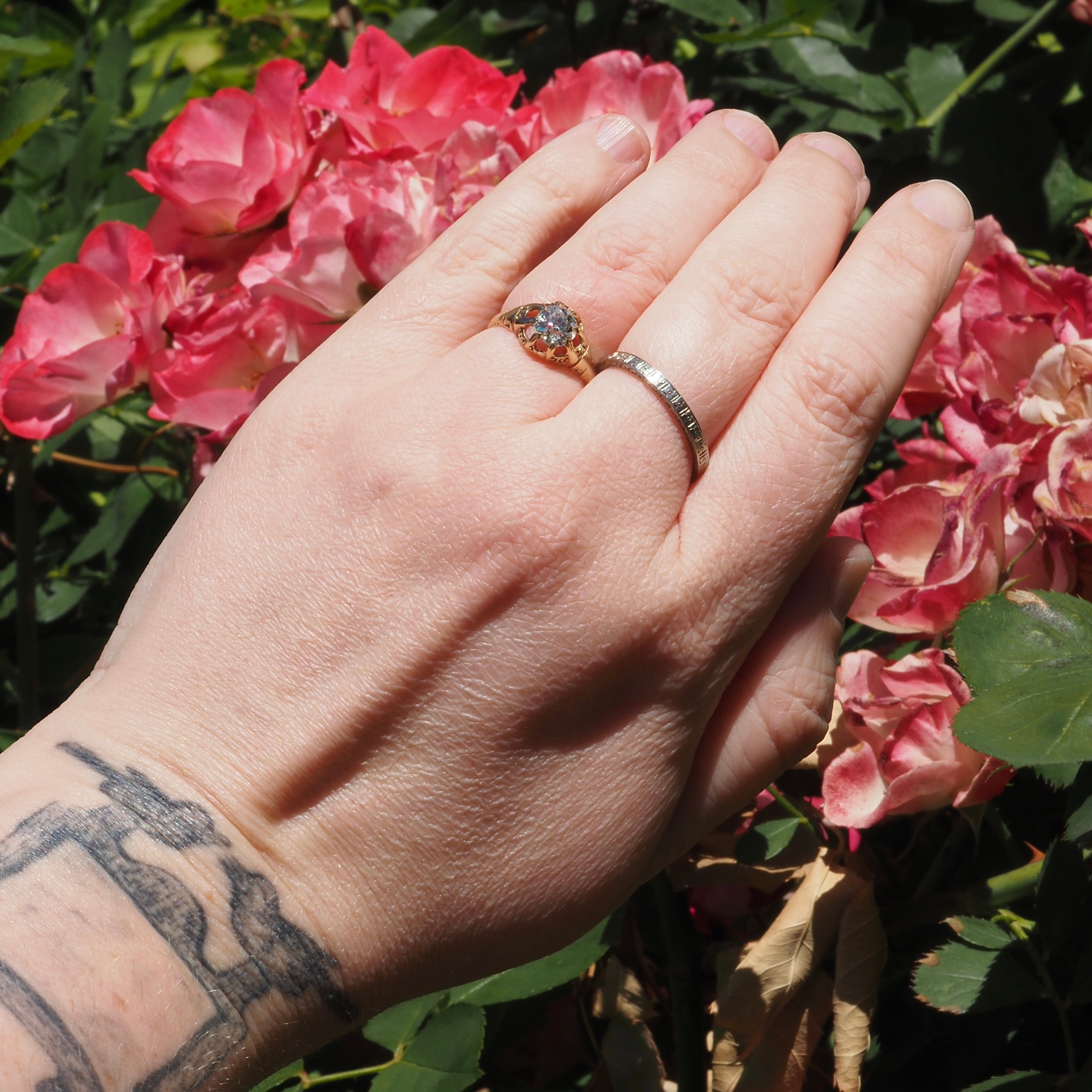 Antique Victorian Old European Cut Diamond Belcher 18k Gold Engagement Ring