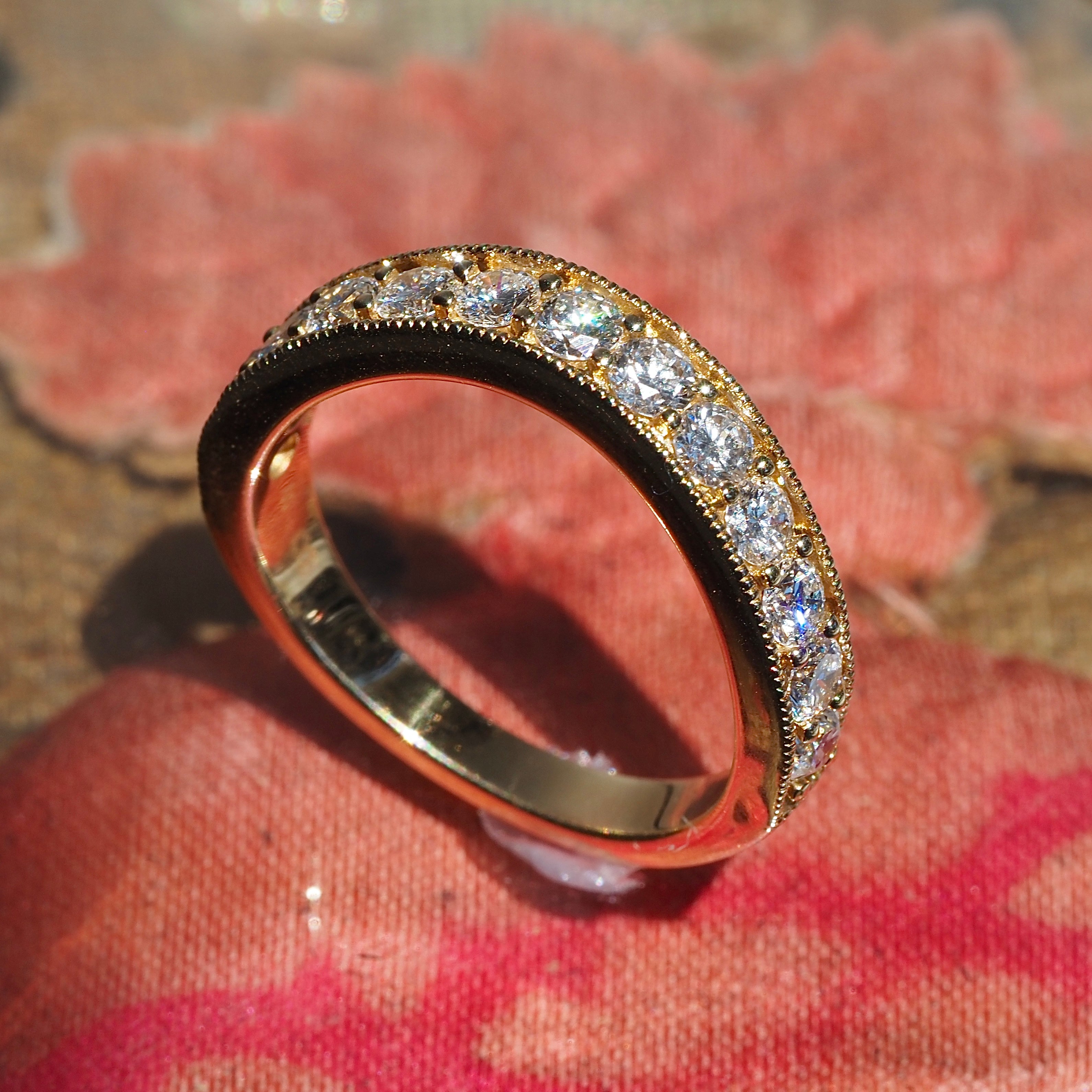 Wavy Diamond Half Eternity 14k Gold Band