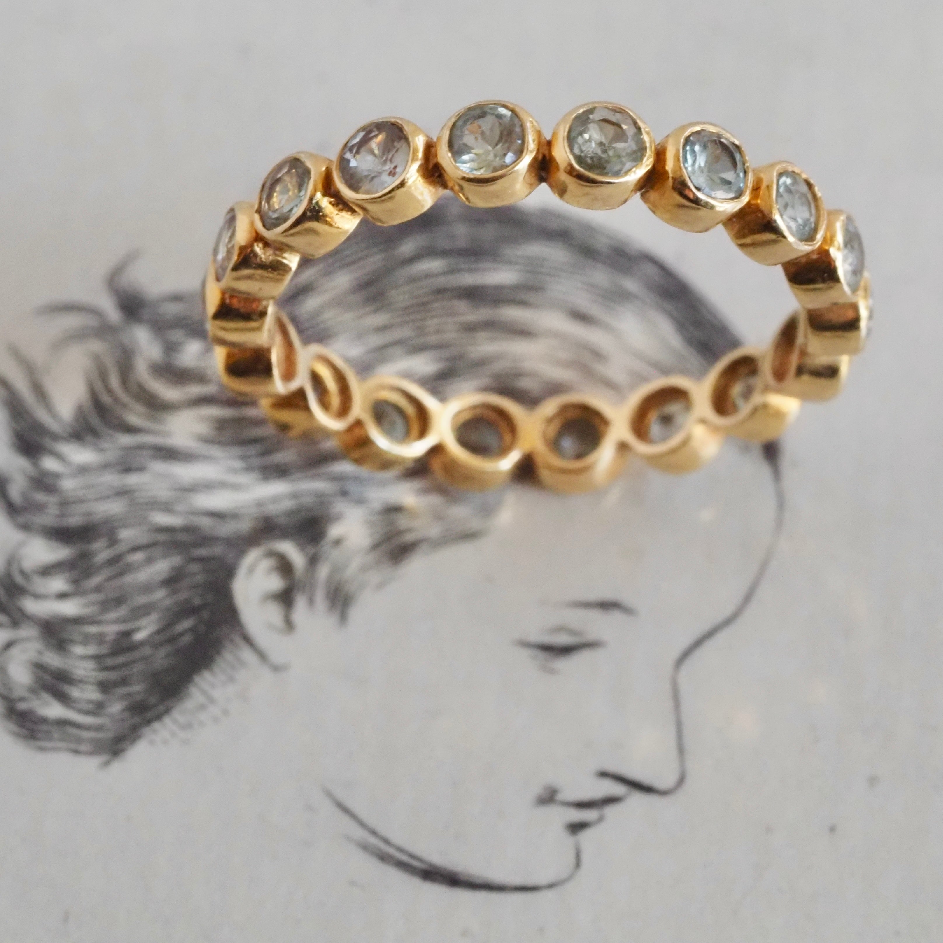 Green Sapphire 18k Gold Eternity Ring