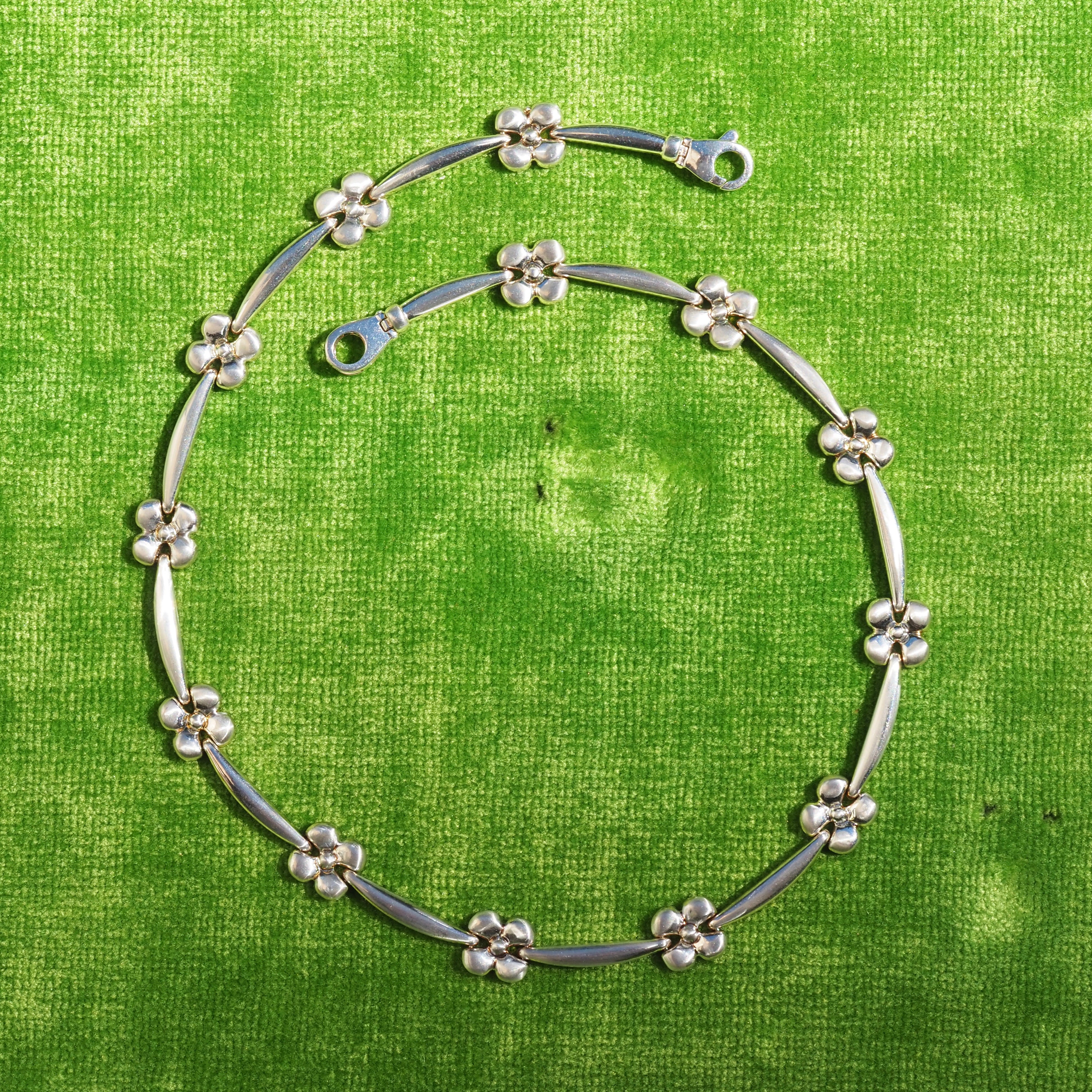 Vintage Italian Sterling Silver Flower Necklace