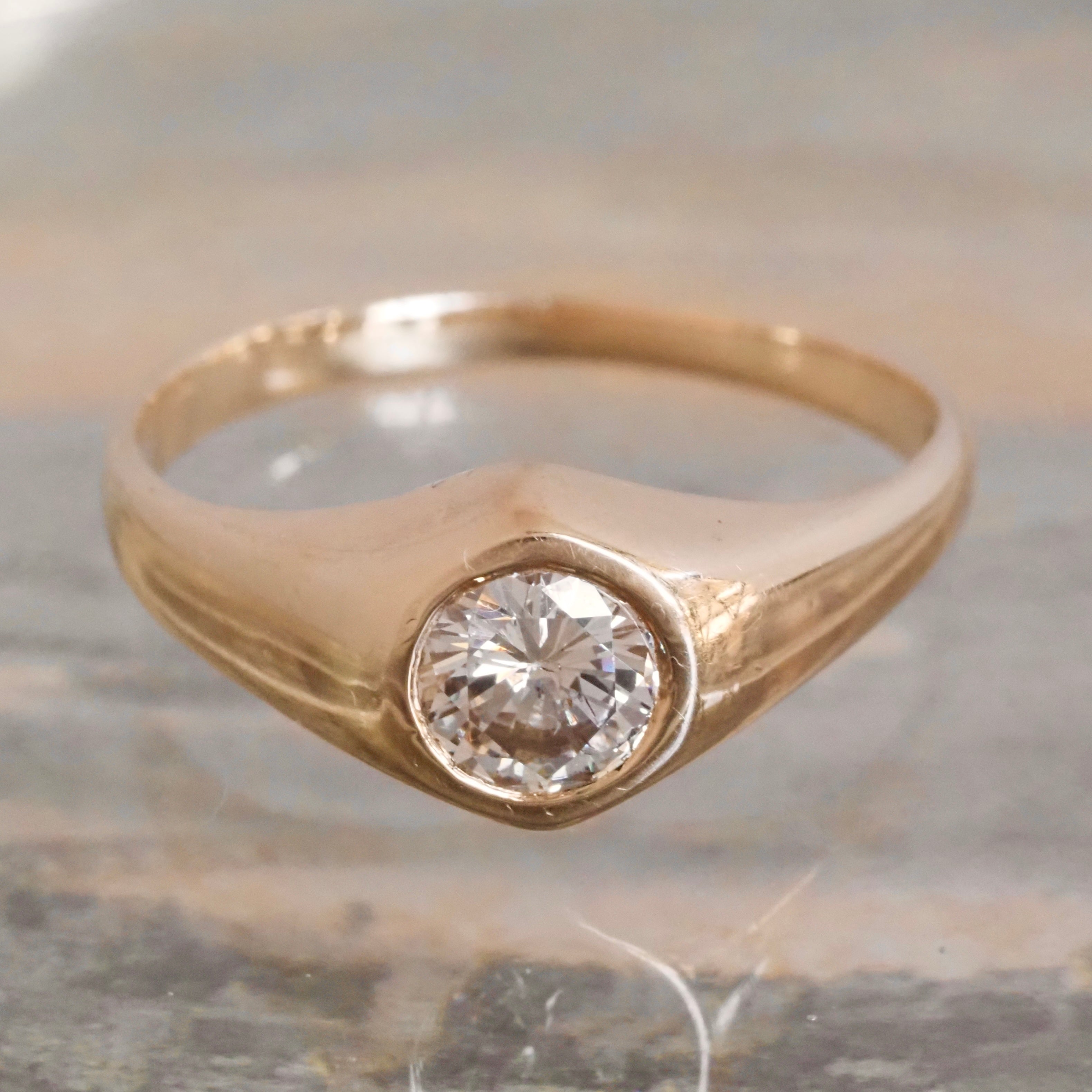 Vintage Flush Set Diamond 10k Gold Ring