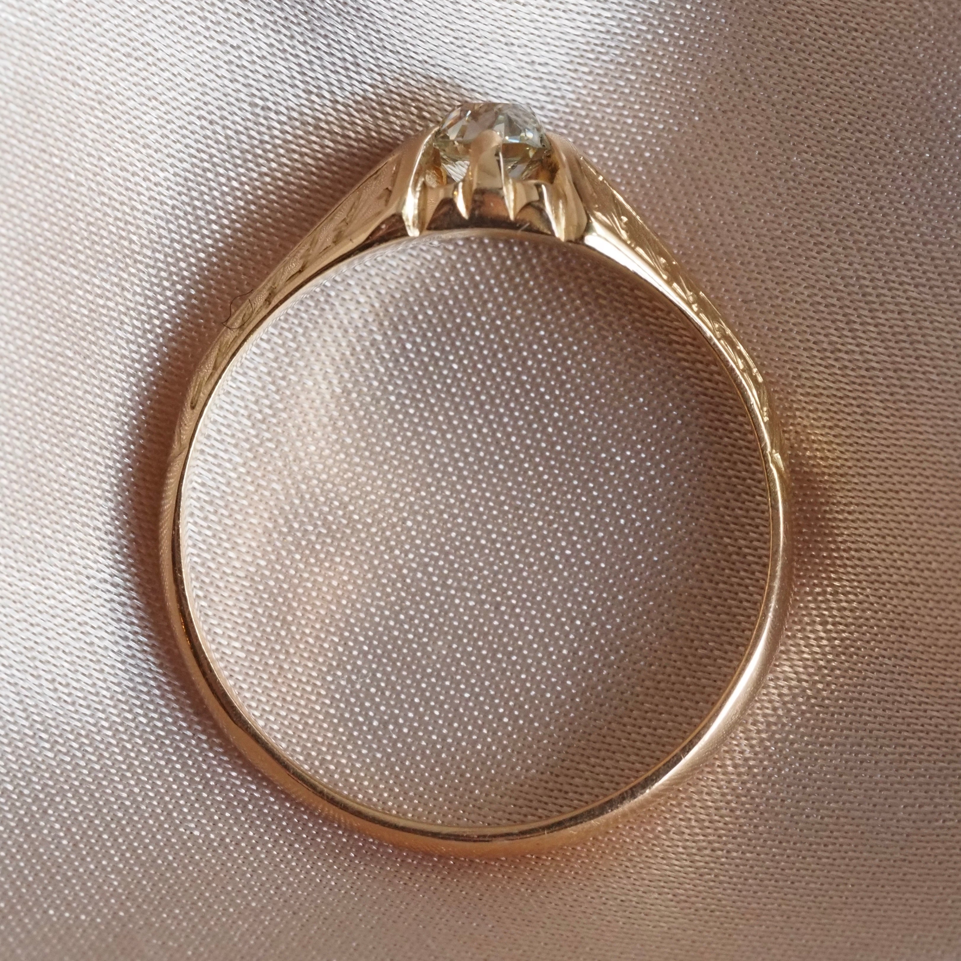 Antique Czech Austro-Hungarian Oval Old Mine Cut Diamond 14k Gold Engagement Ring