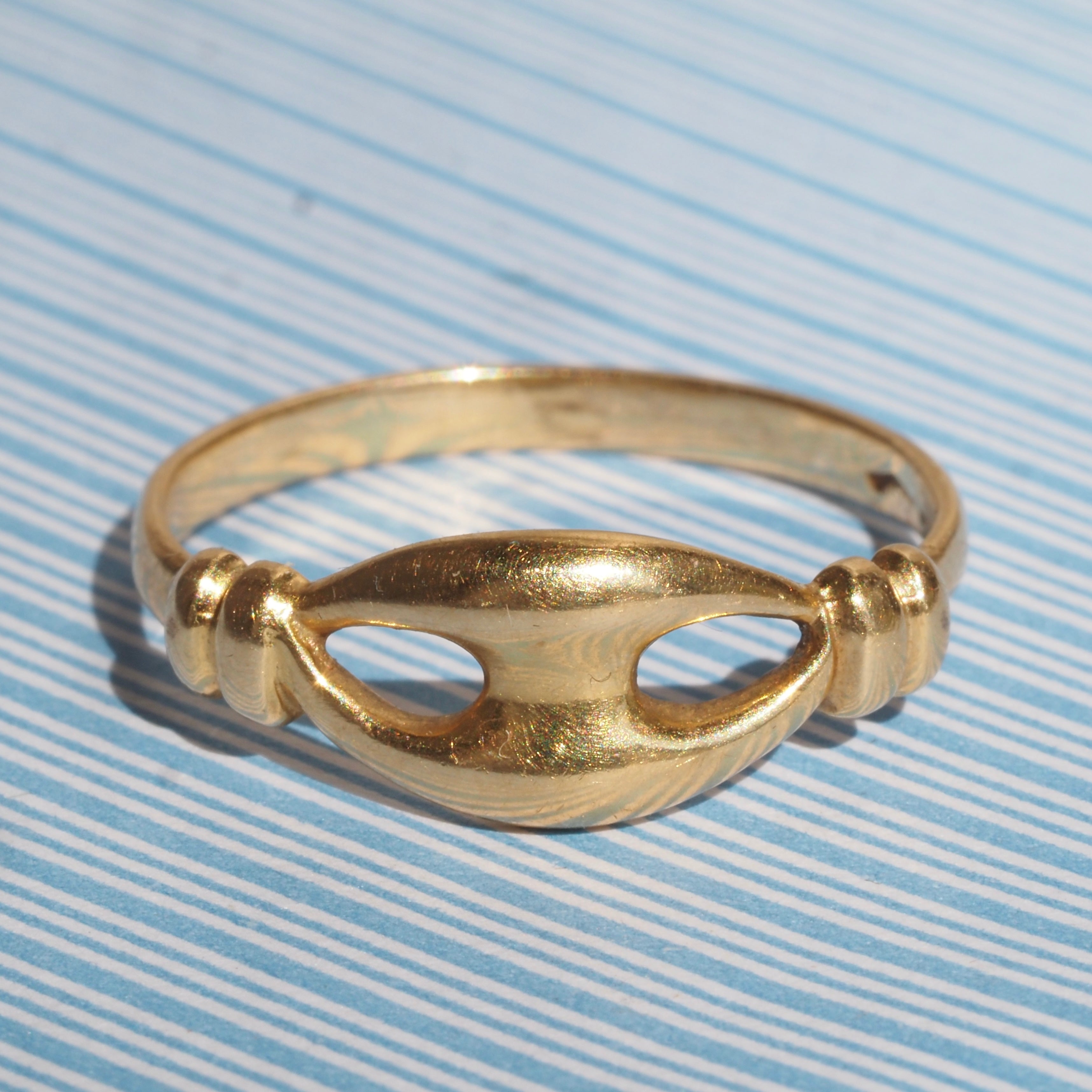 Vintage Anchor Mariner Link 18k Gold Ring