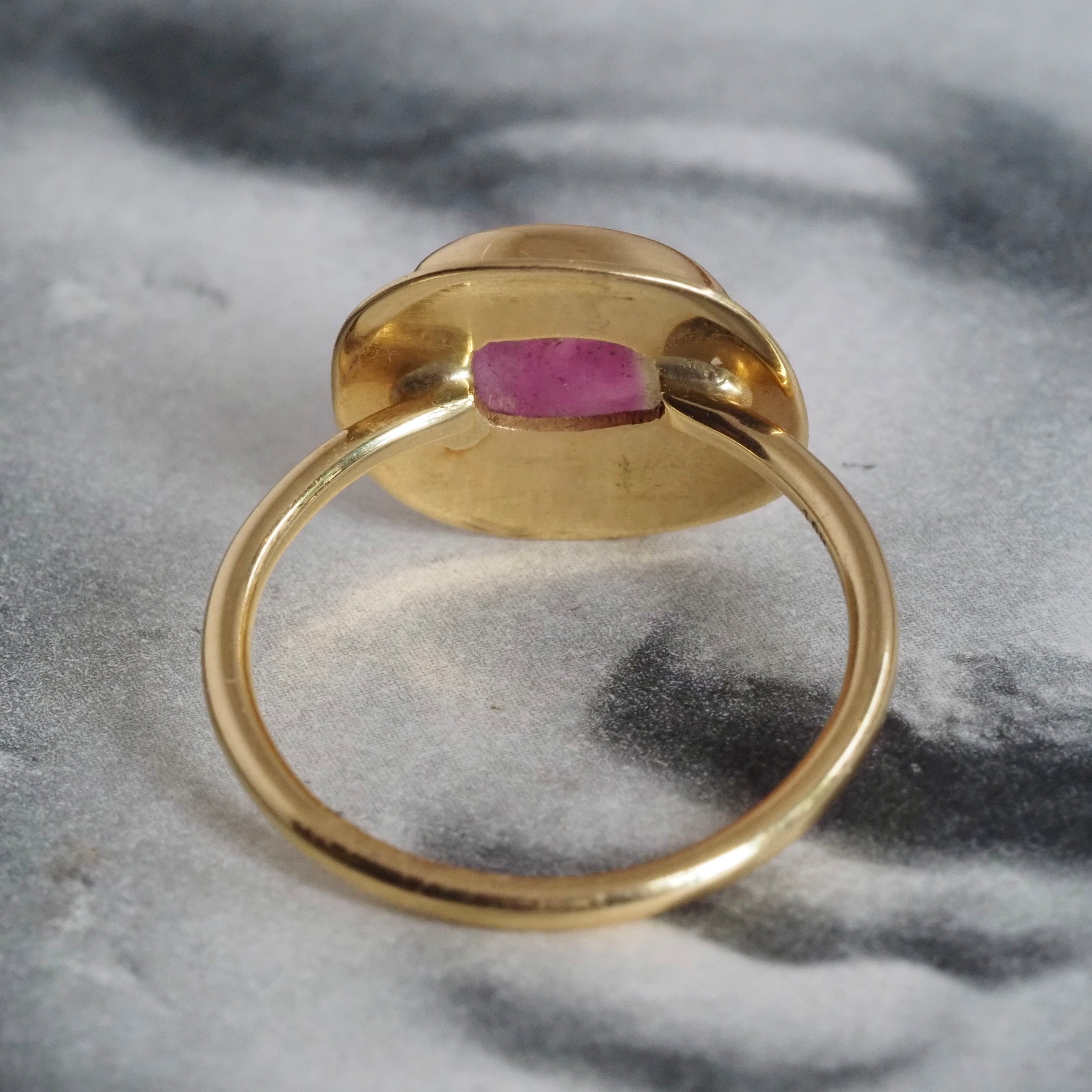 Watermelon Tourmaline 18k Gold Ring