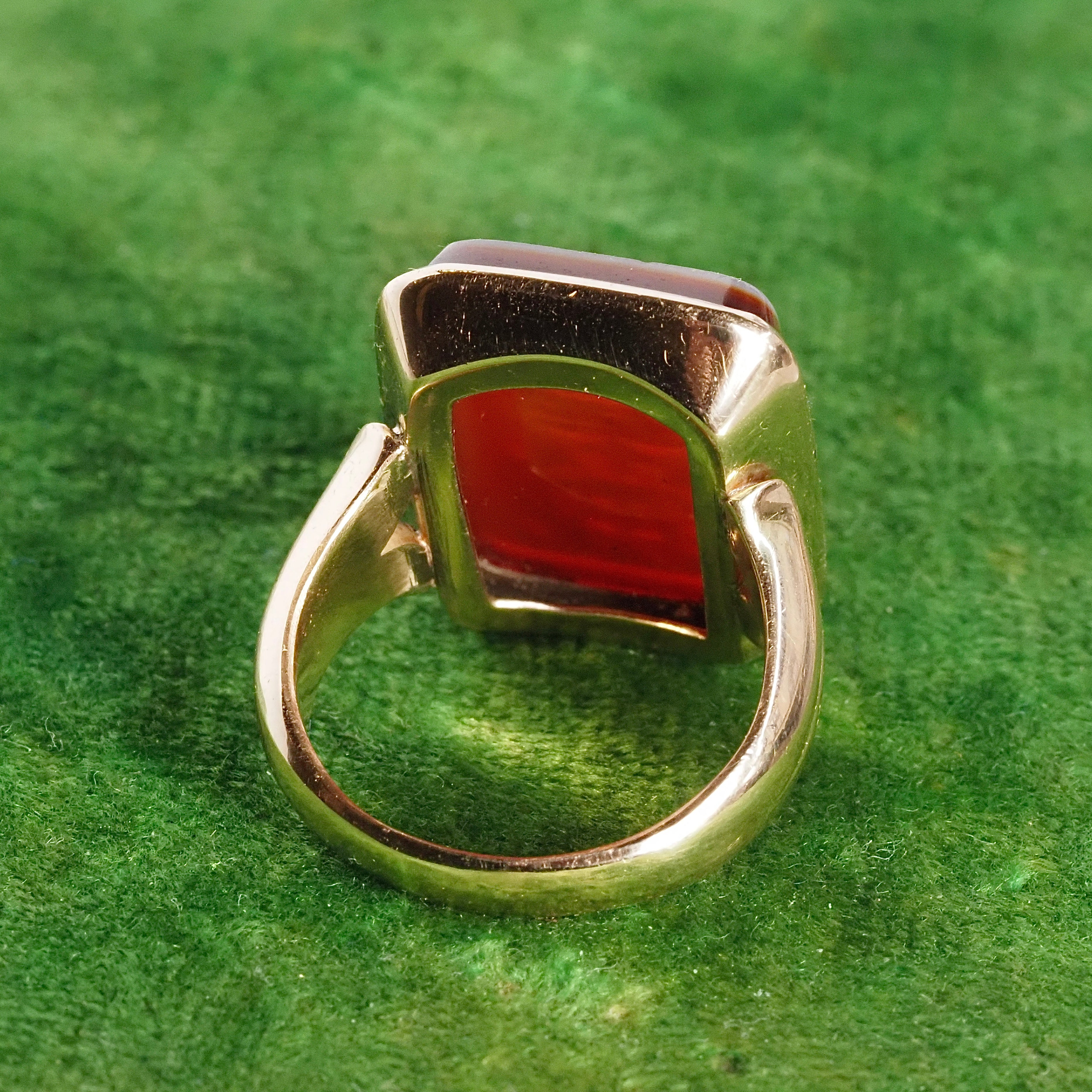 Antique Sardonyx "CAT" and Coronet Intaglio 14k Gold Ring