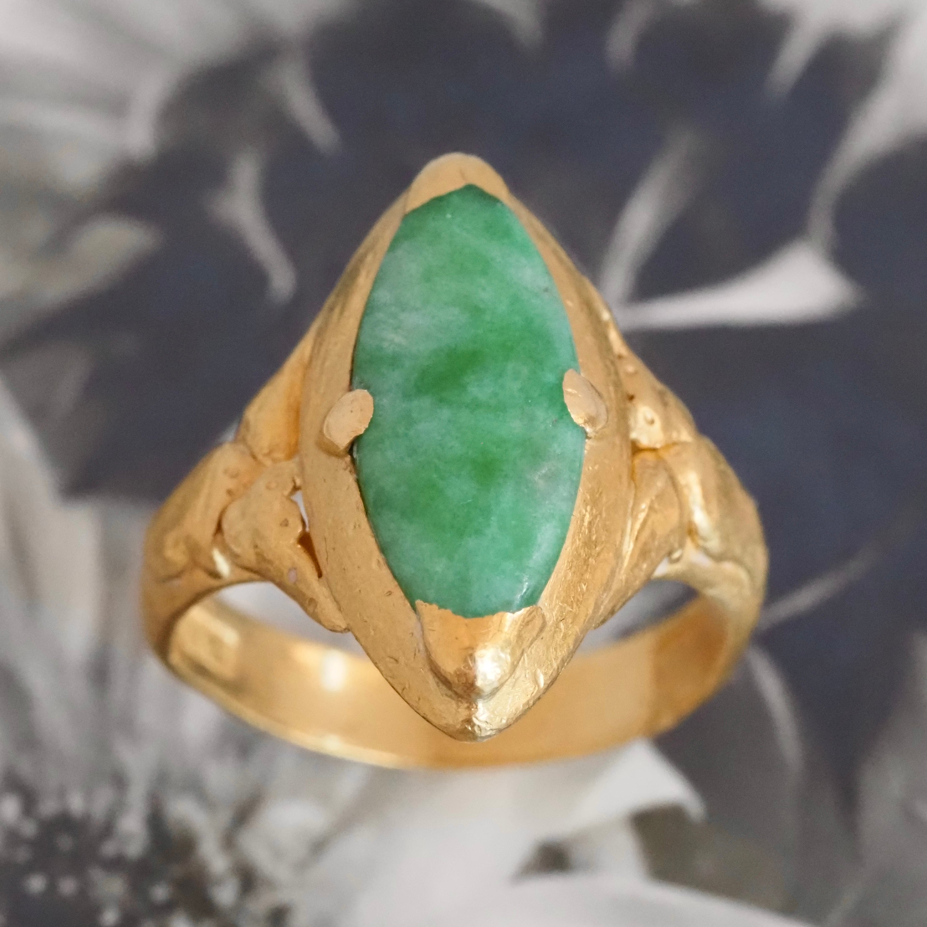 Antique Chinese 24k Gold Jade Ring