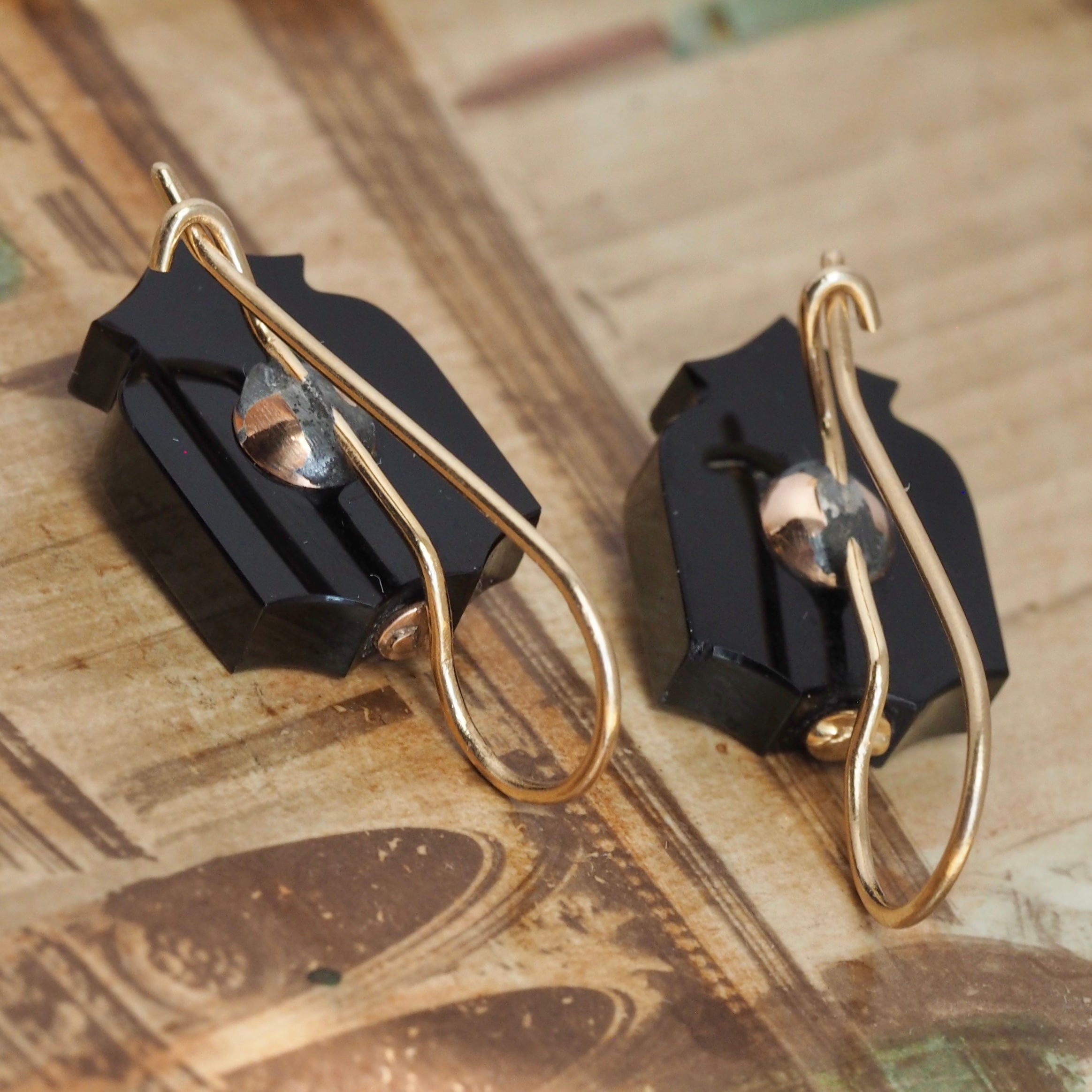 Antique Victorian 14k Gold Onyx and Seed Pearl Starburst