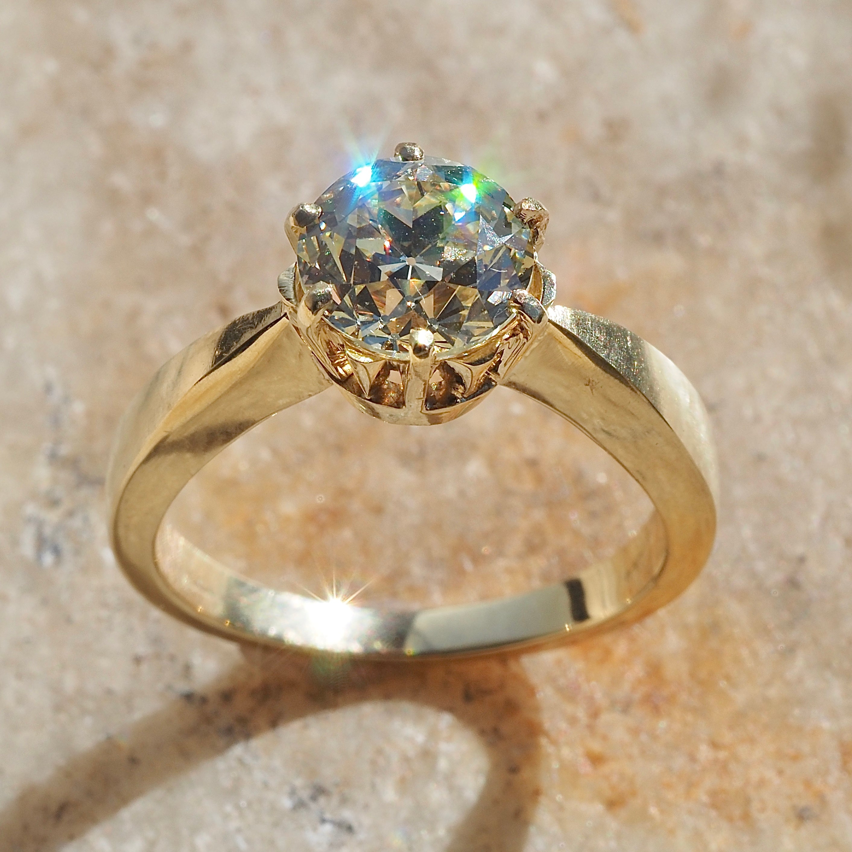 Antique 2.01ct Old European Cut Diamond in Vintage 14k Gold Engagement Ring