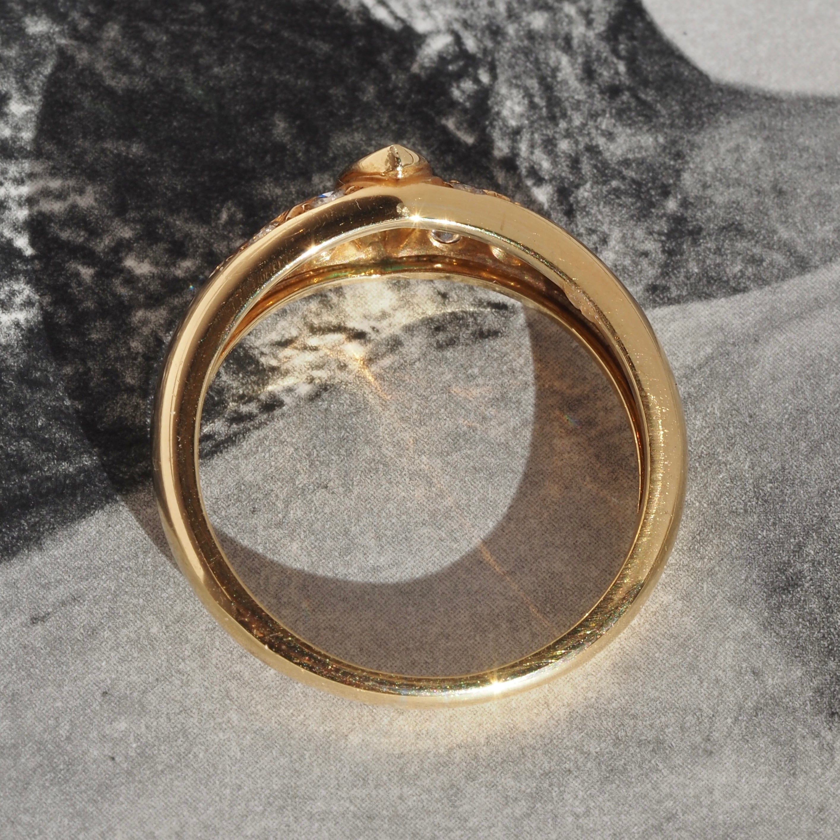 Vintage Marquis Emerald and Diamond 18k Gold Ring