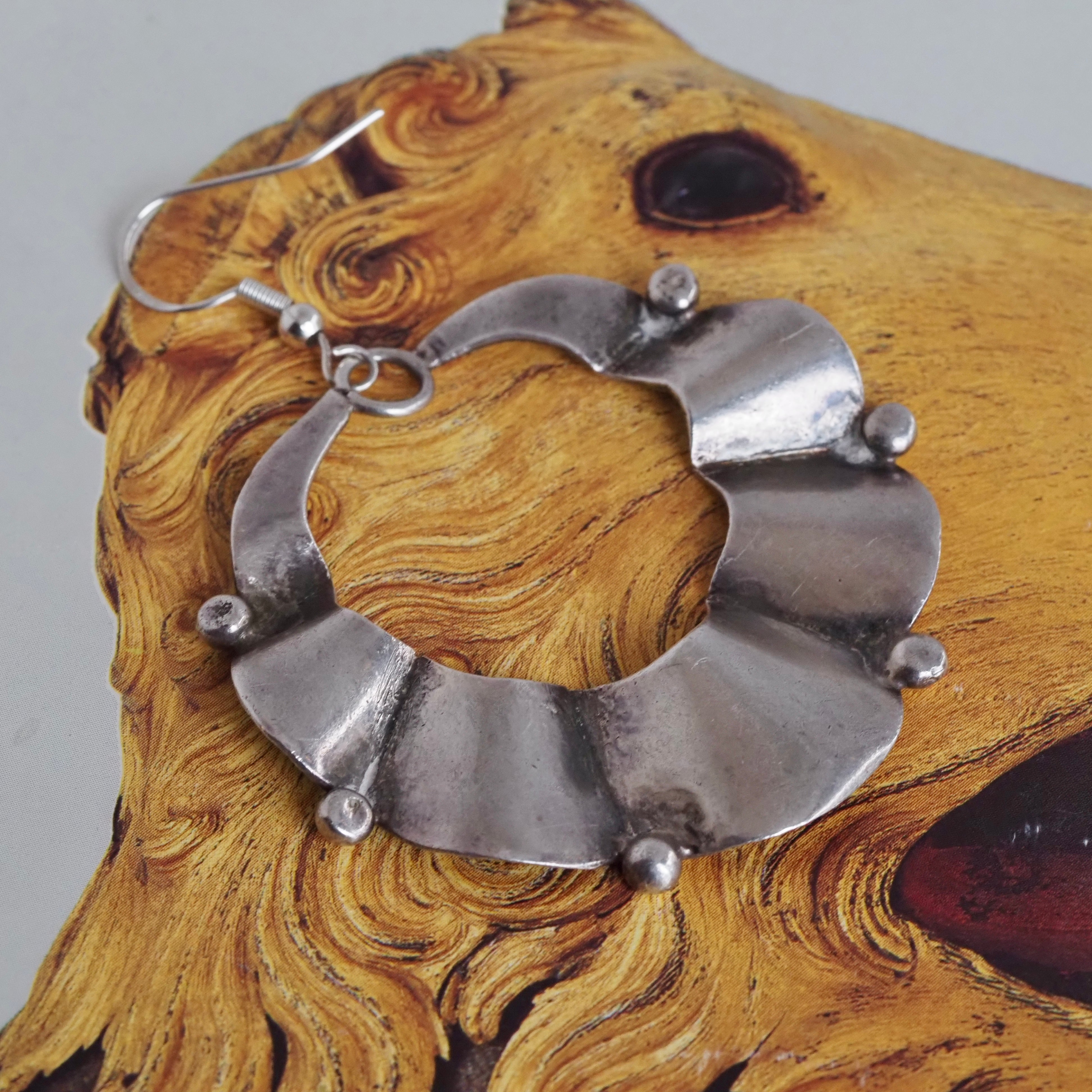Vintage Sterling Silver Ruffle Earrings