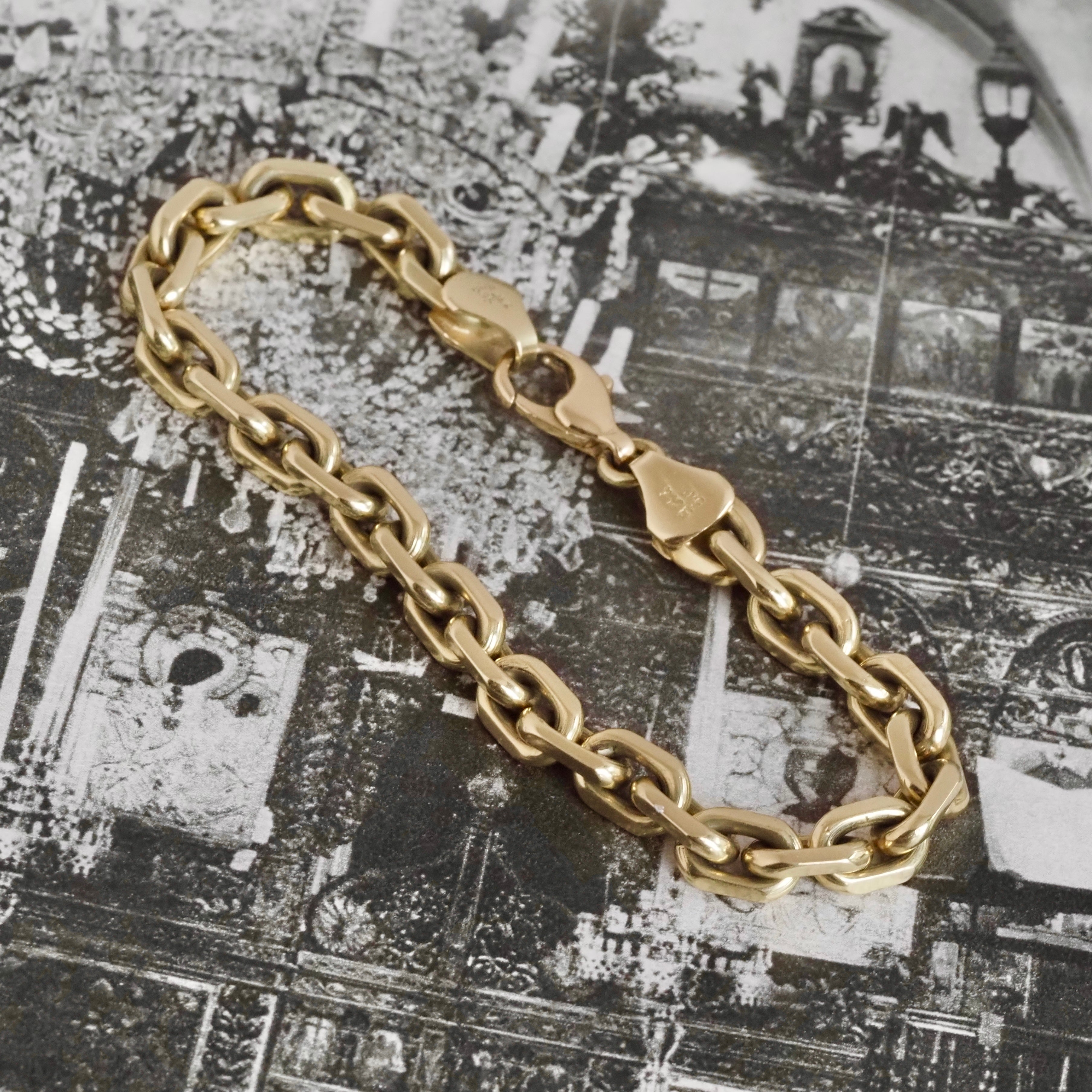 Vintage Danish Solid Link 14k Gold Cable Chain Bracelet