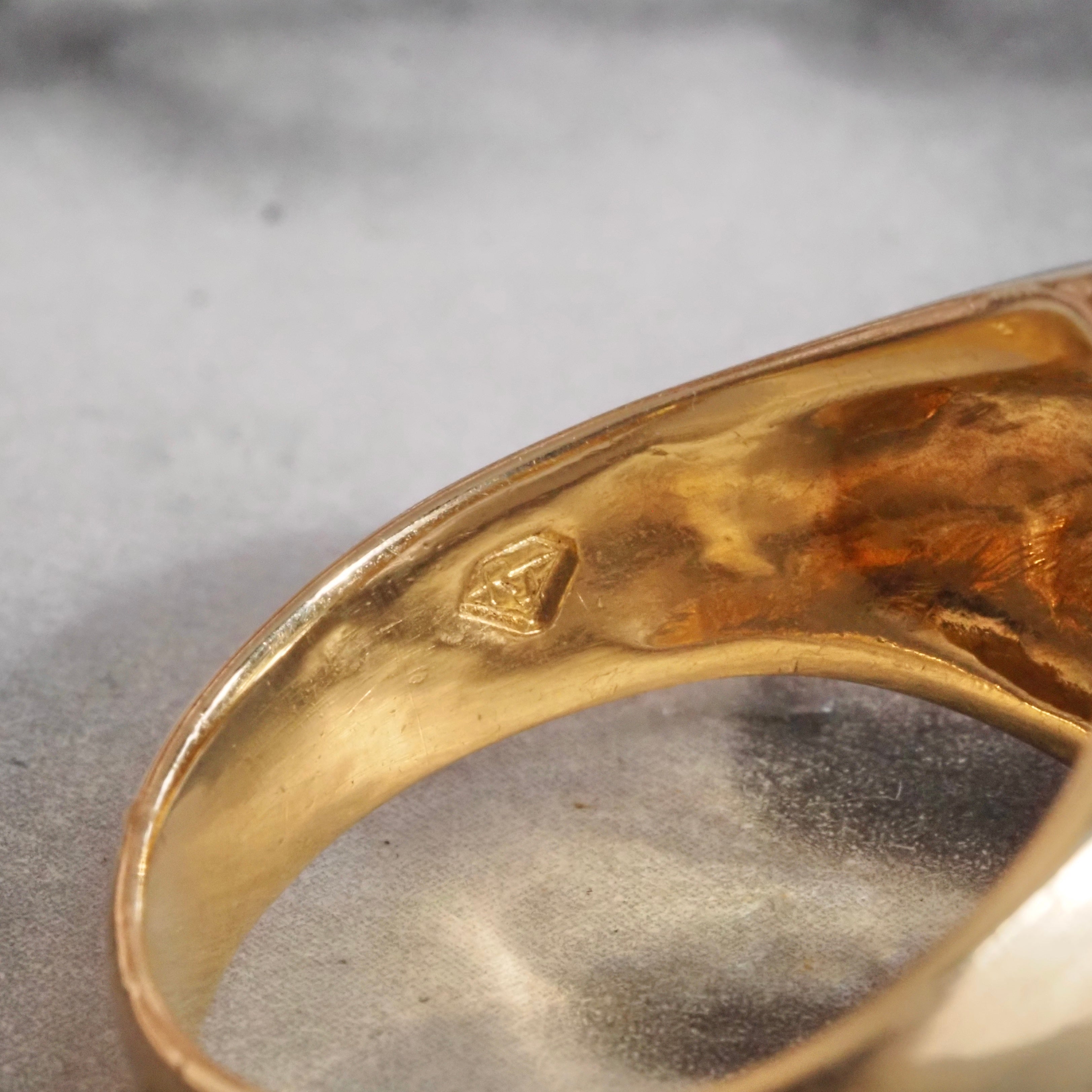 Vintage Citrine 18k Flush Set Signet Ring