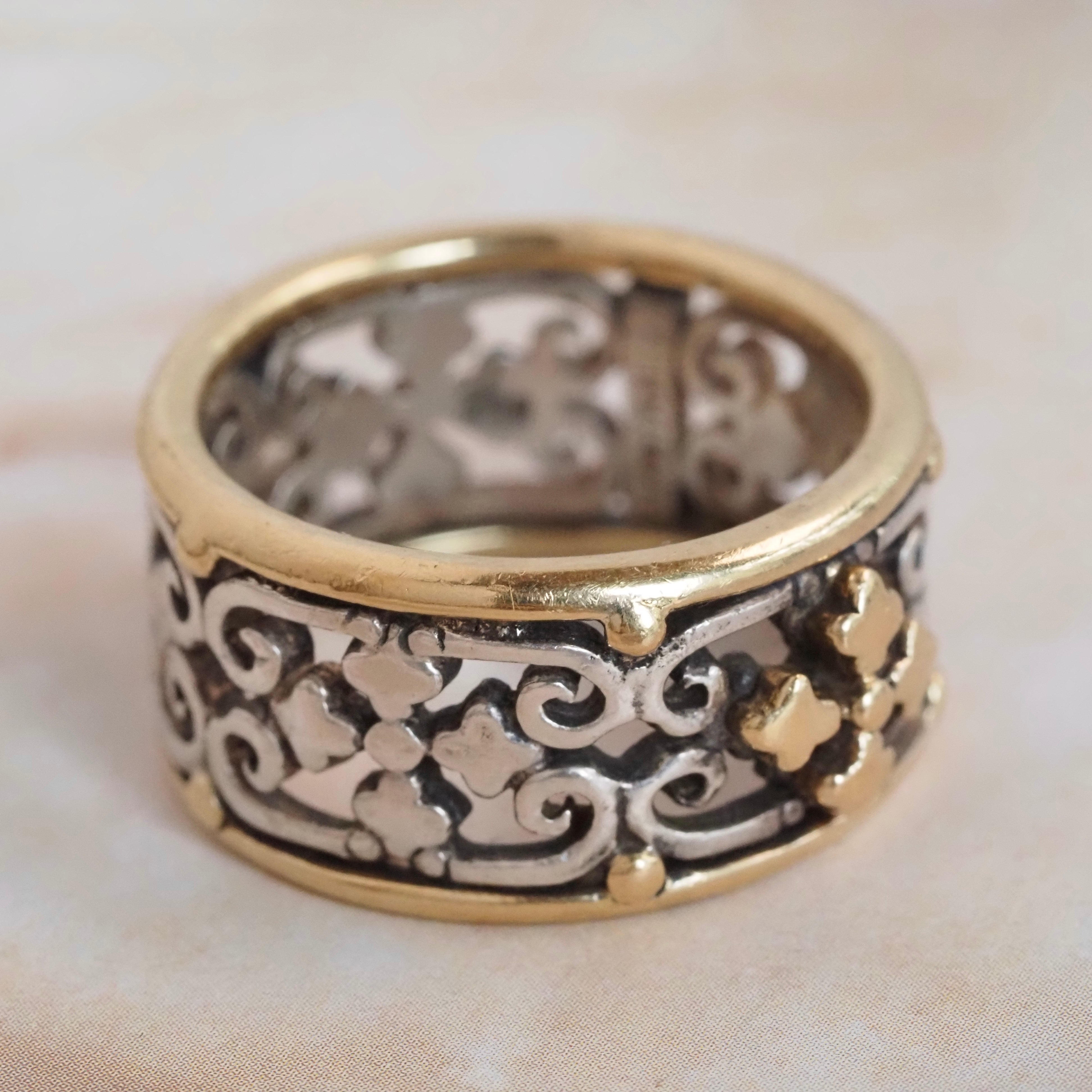 Vintage Sterling Silver 18k Gold Iron Gate Cigar Band