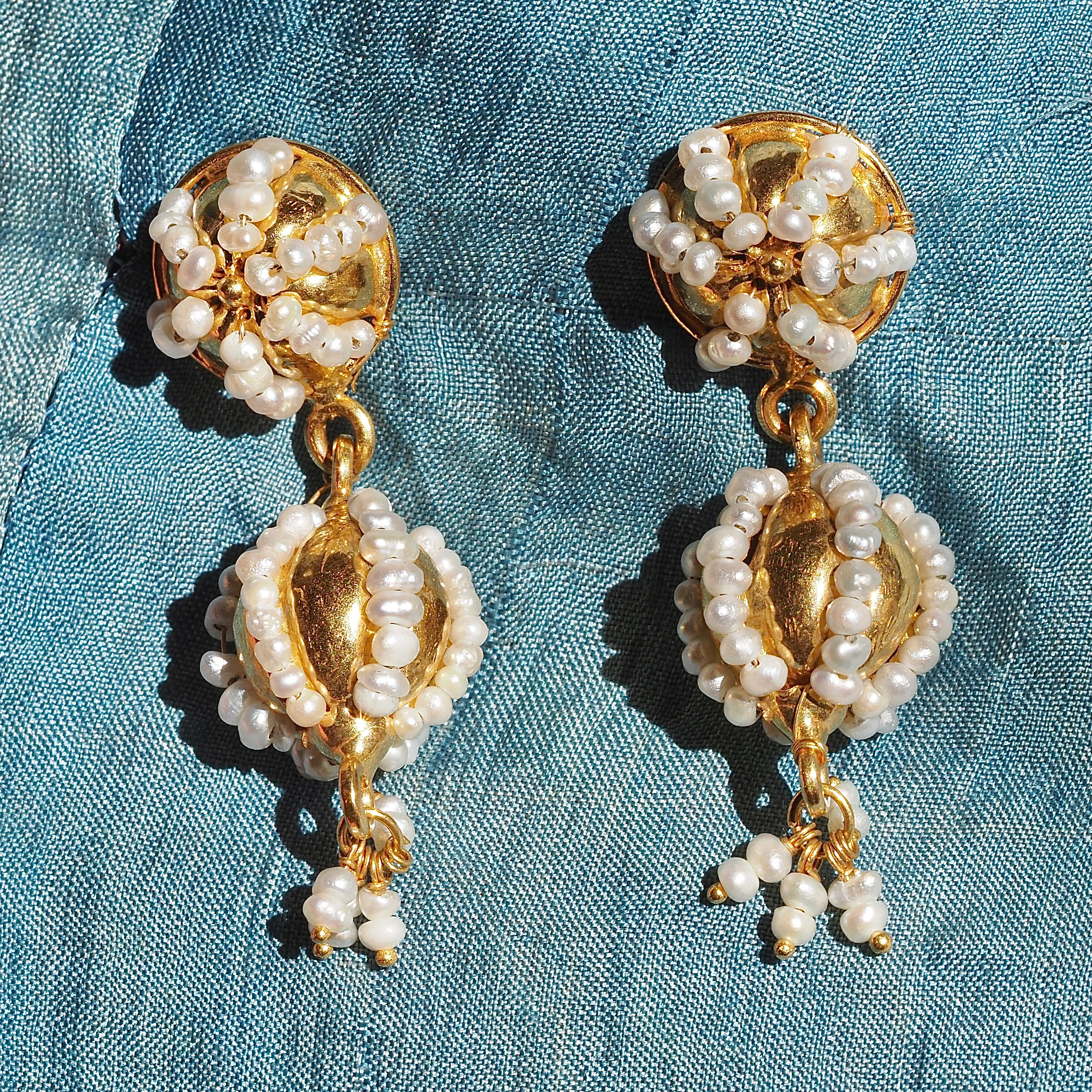 Vintage 21k Gold Seed Pearl Earrings