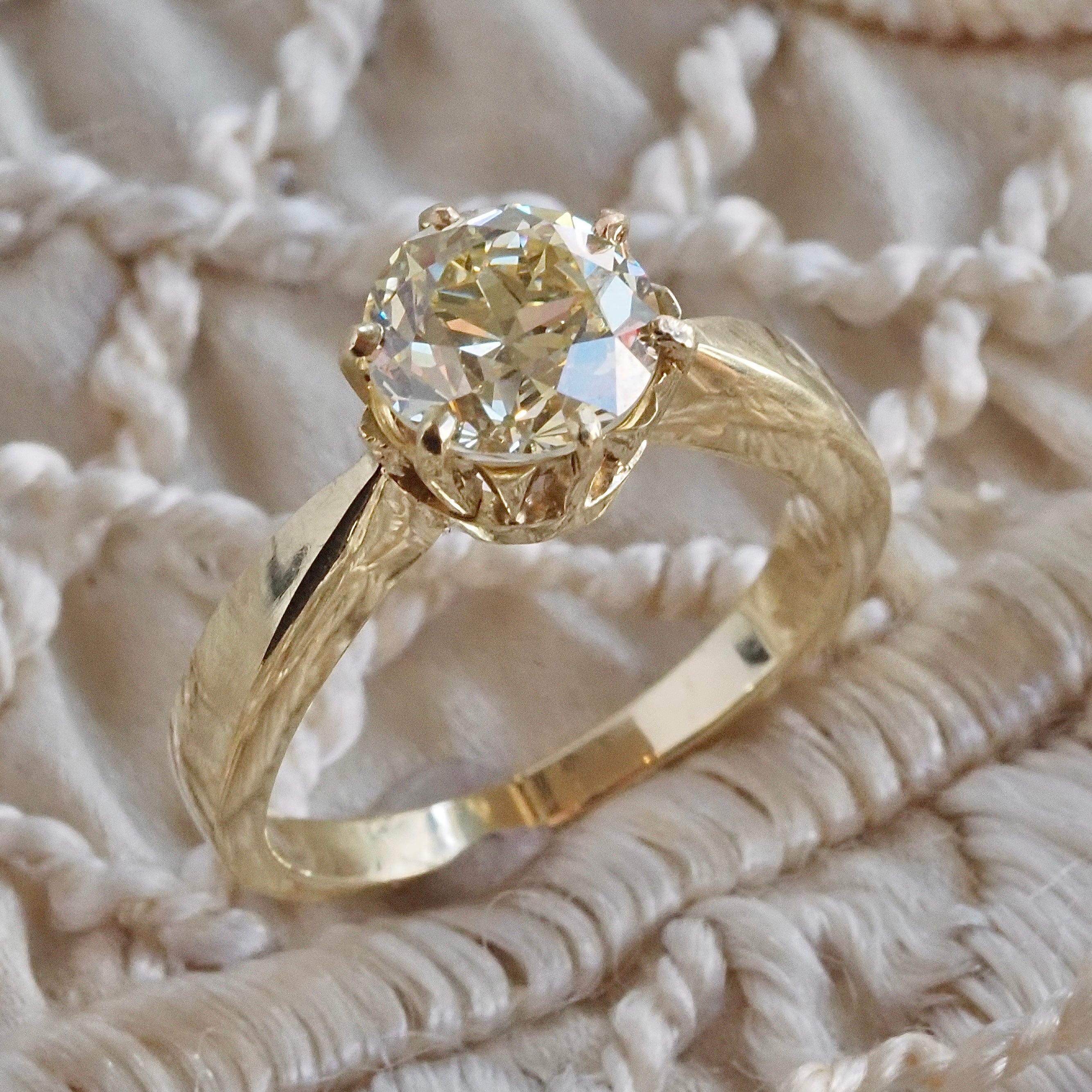 Antique 2.01ct Old European Cut Diamond in Vintage 14k Gold Engagement Ring