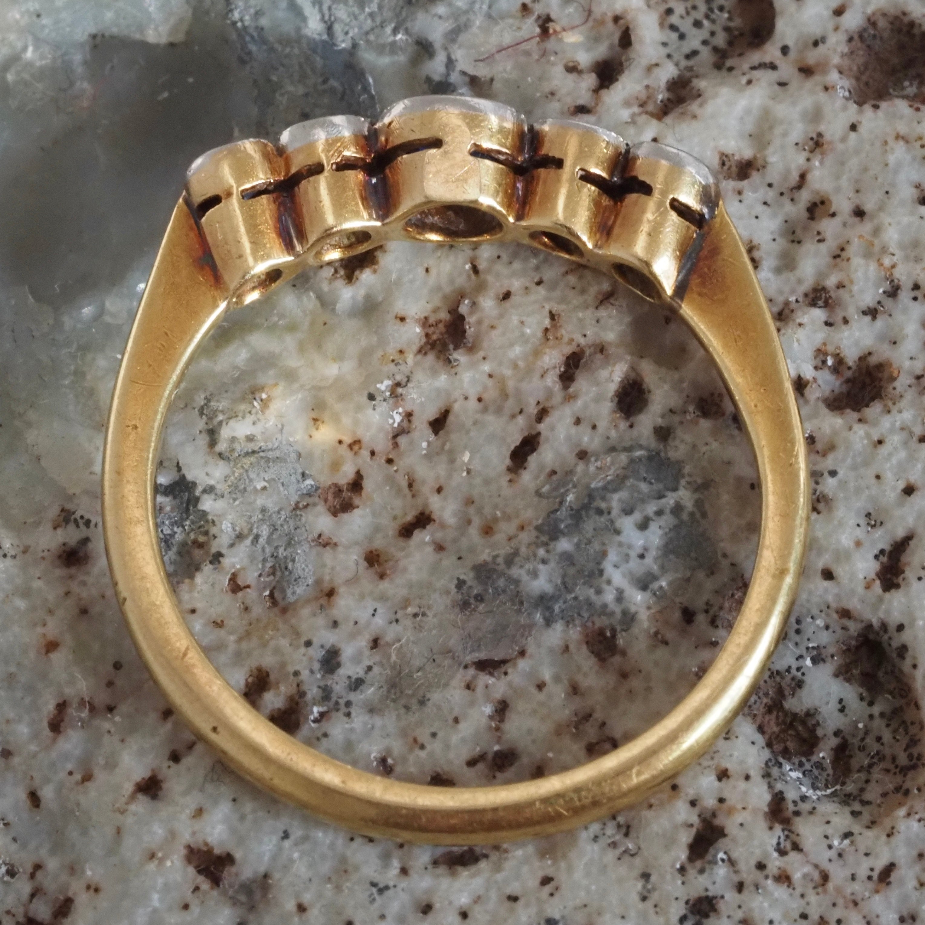 Antique Edwardian Natural Sapphire and Diamond 18k Gold and Platinum Ring