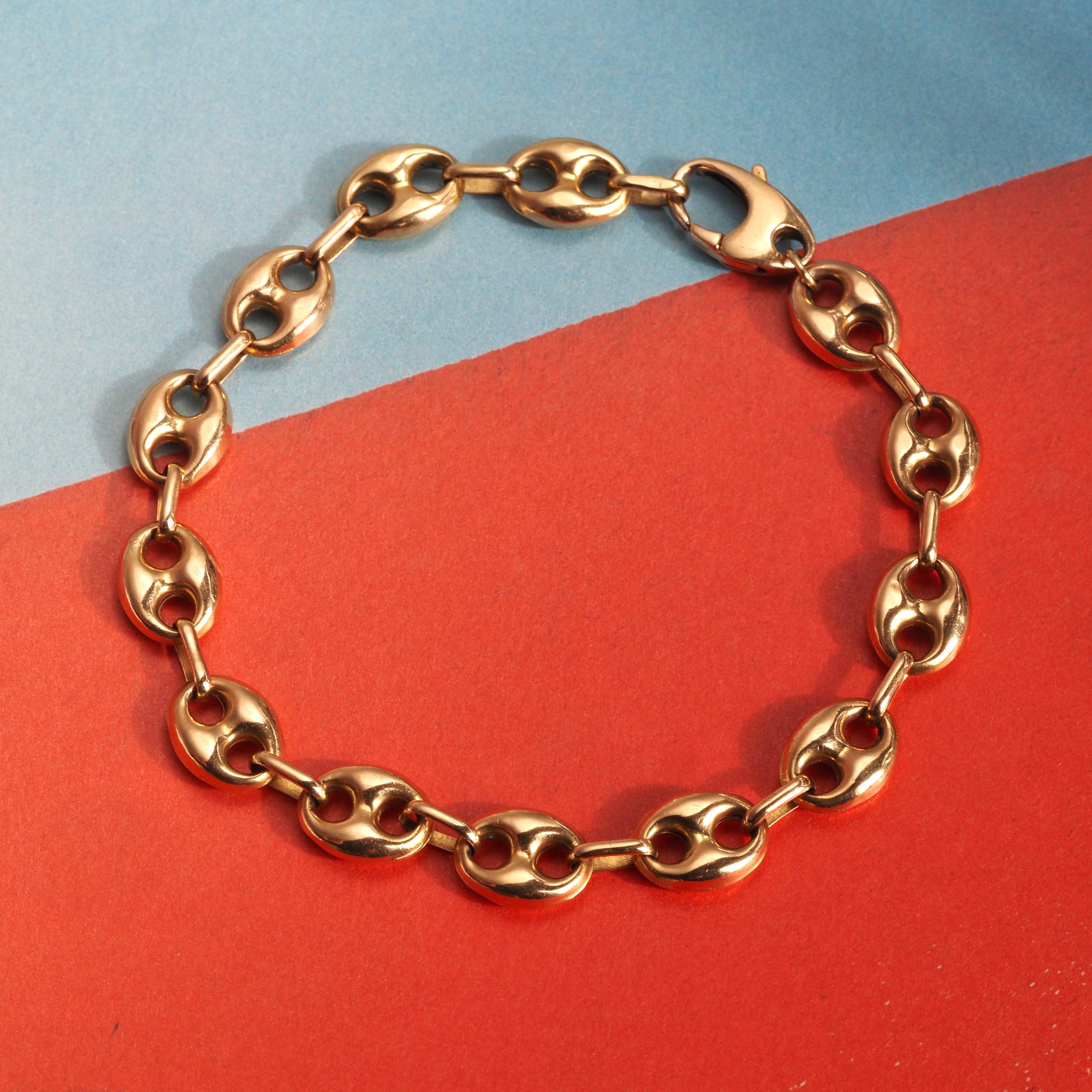 Vintage Puffy Mariner Link 14k Gold Bracelet