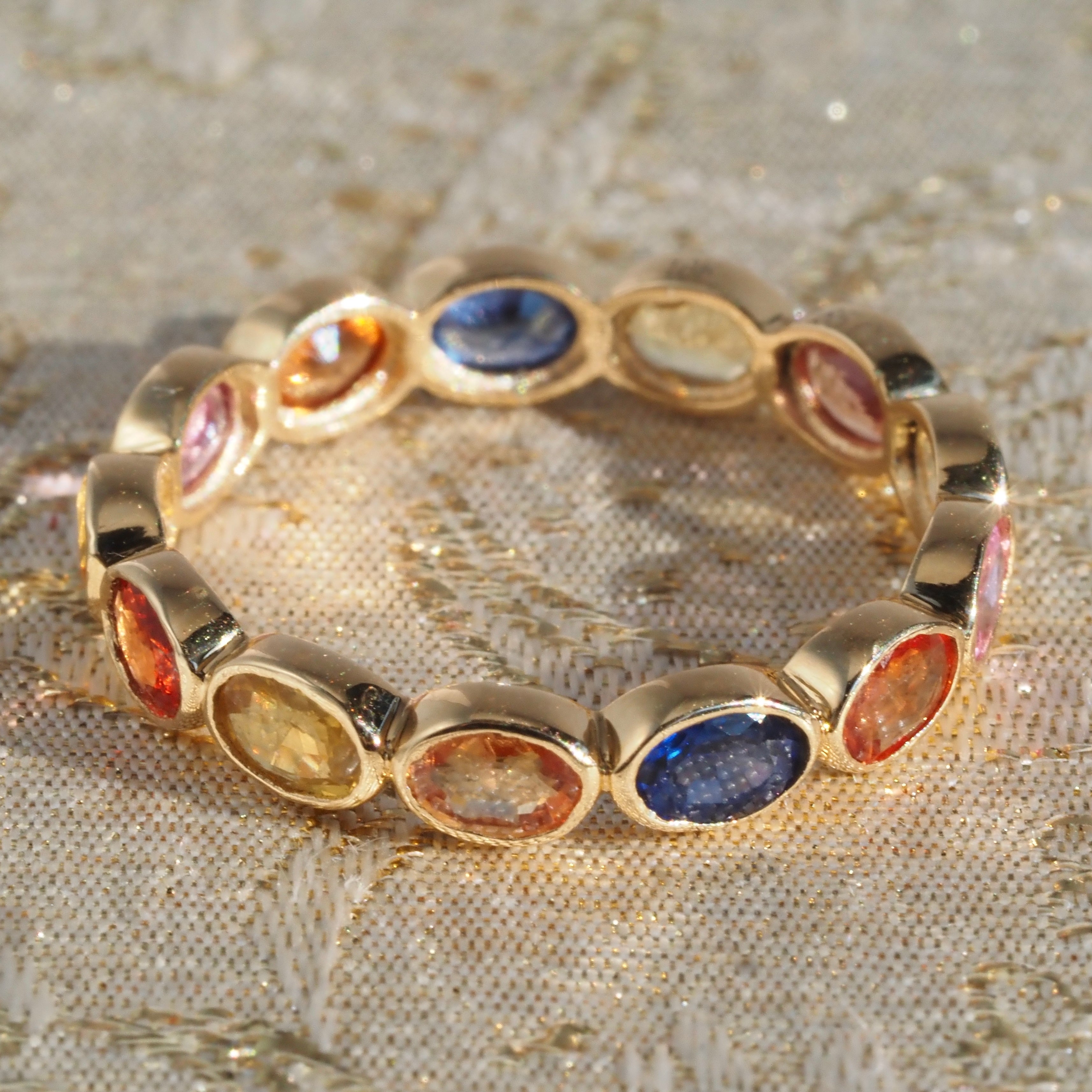 Multicolor Sapphire 18k Gold Eternity Ring
