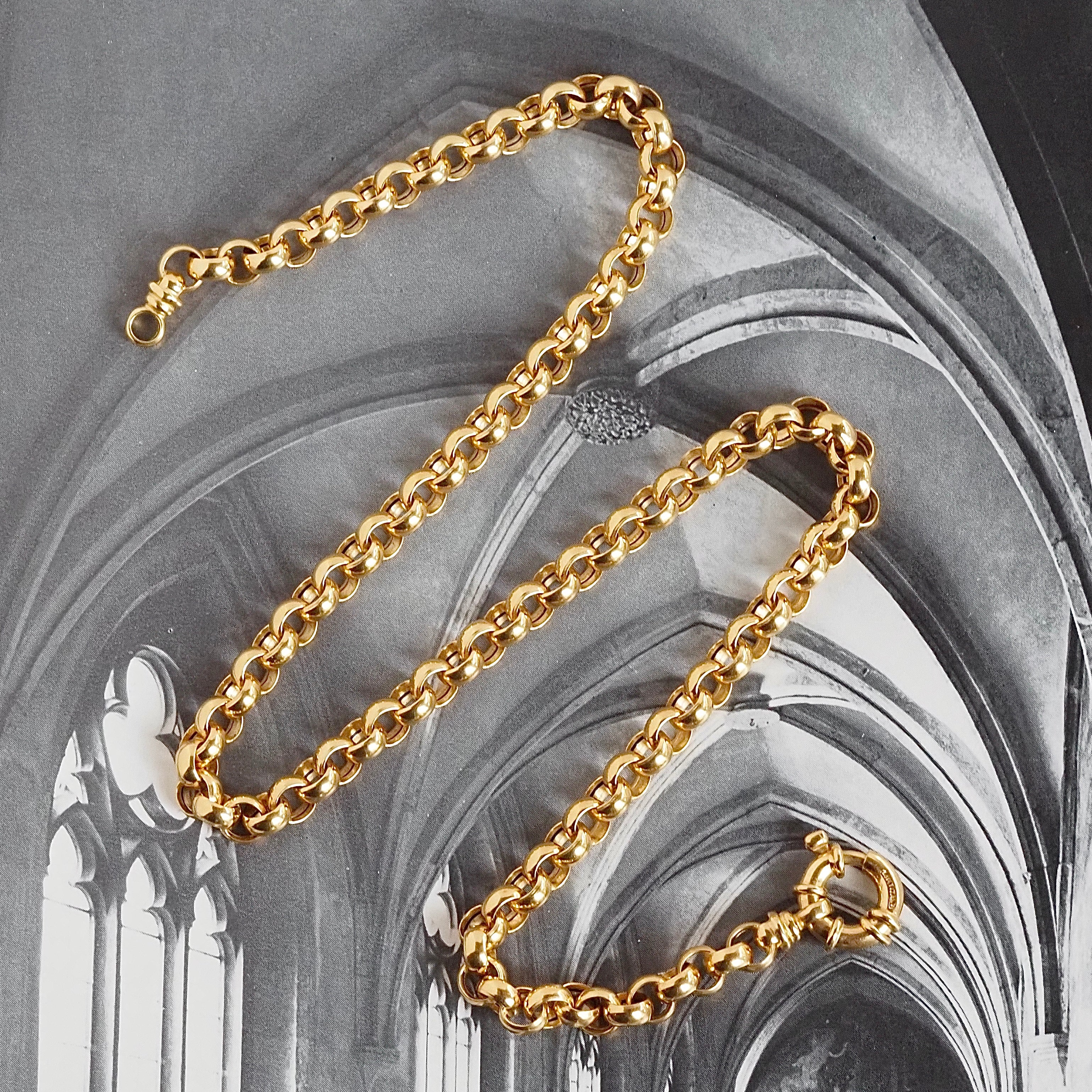 Vintage Italian 14k Gold Rolo Chain Necklace with Bolt Clasp