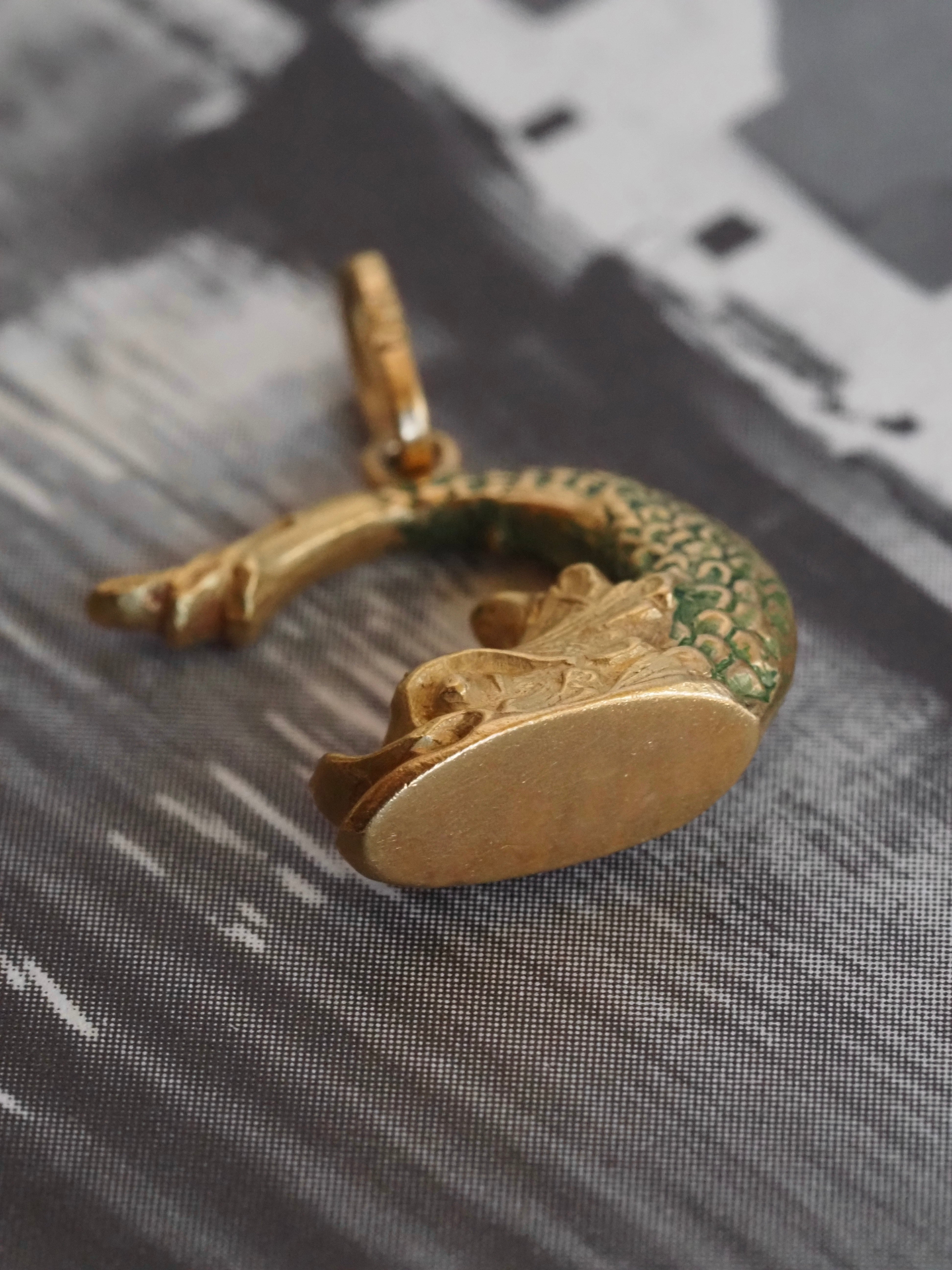 Vintage Greek 18k Gold & Enamel Fish Charm