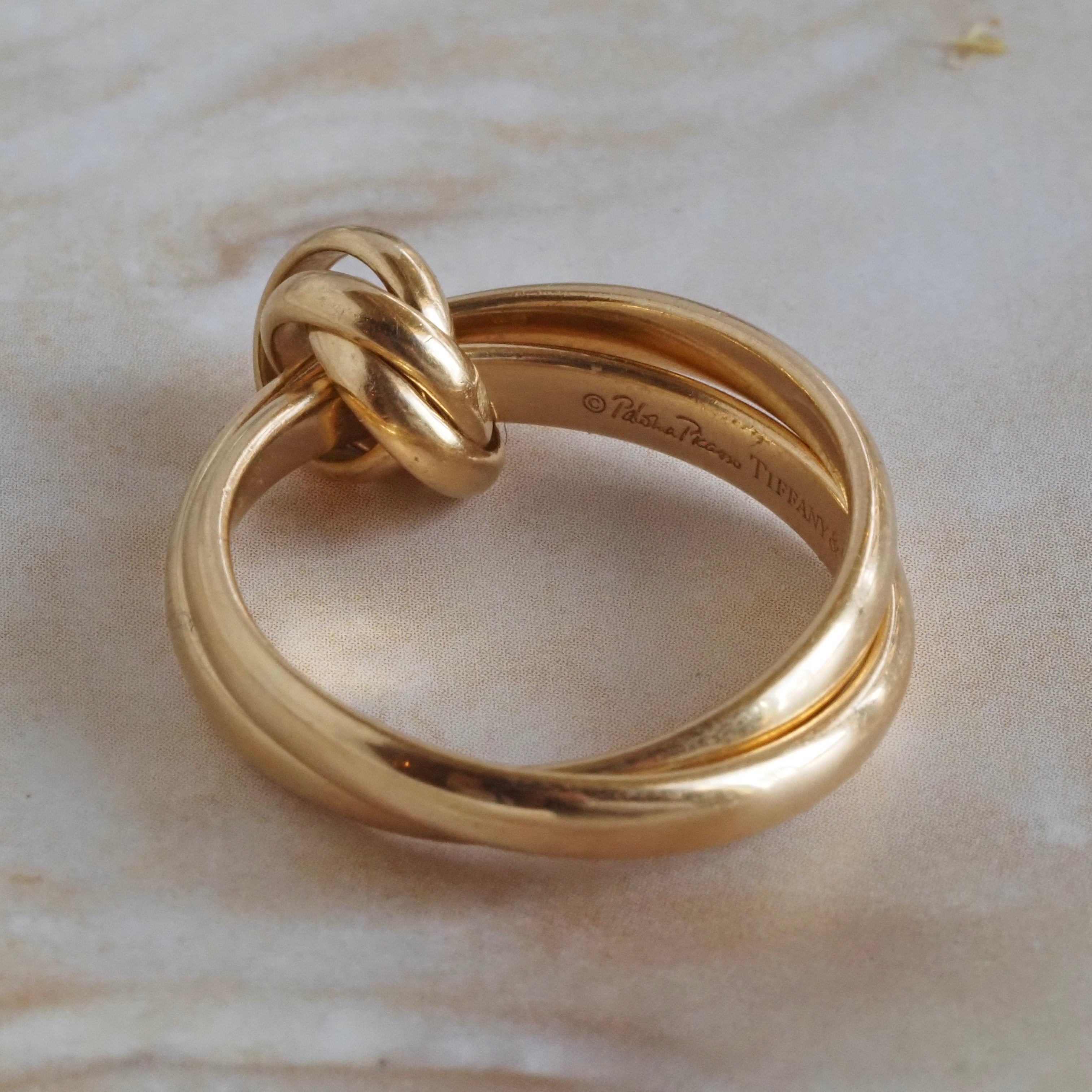 Vintage Tiffany 18k Gold Double Band Knot Ring by Paloma Picasso