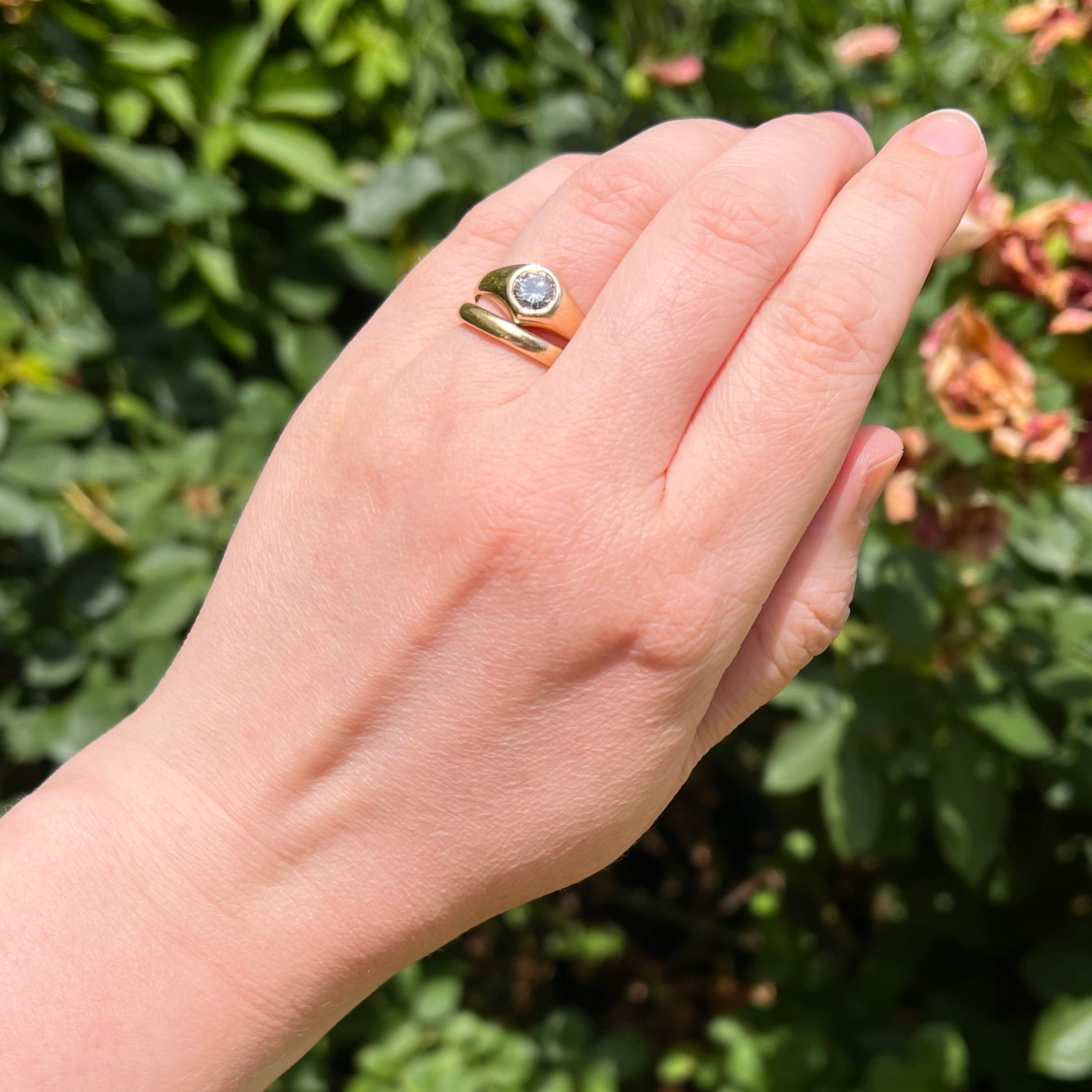 Vintage Flush Set Diamond 10k Gold Ring