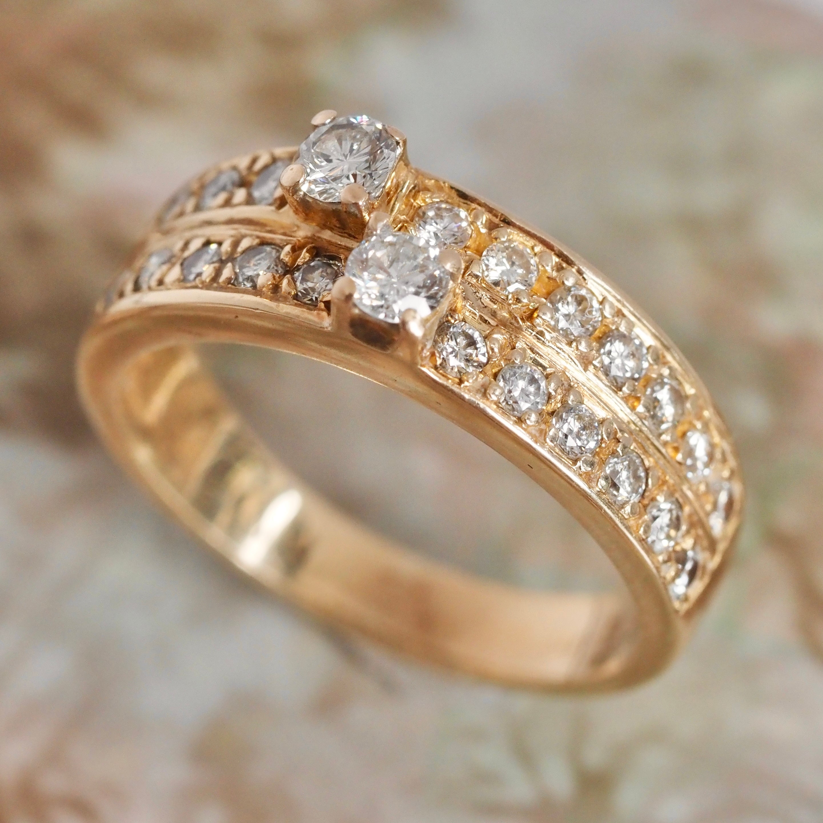 Vintage 14k Gold Diamond Double Band