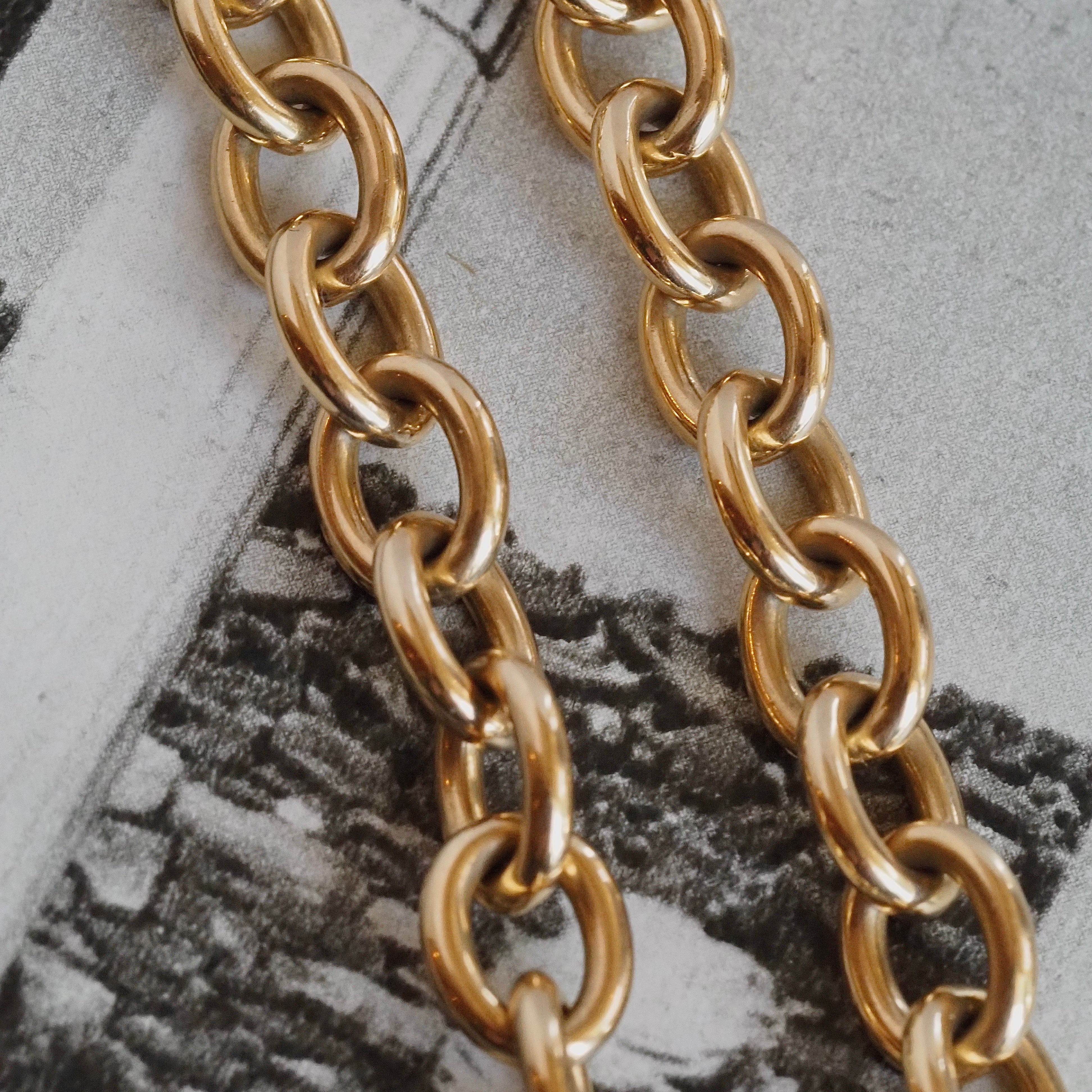 Vintage 18k Gold Solid Oval Link Chain Bracelet