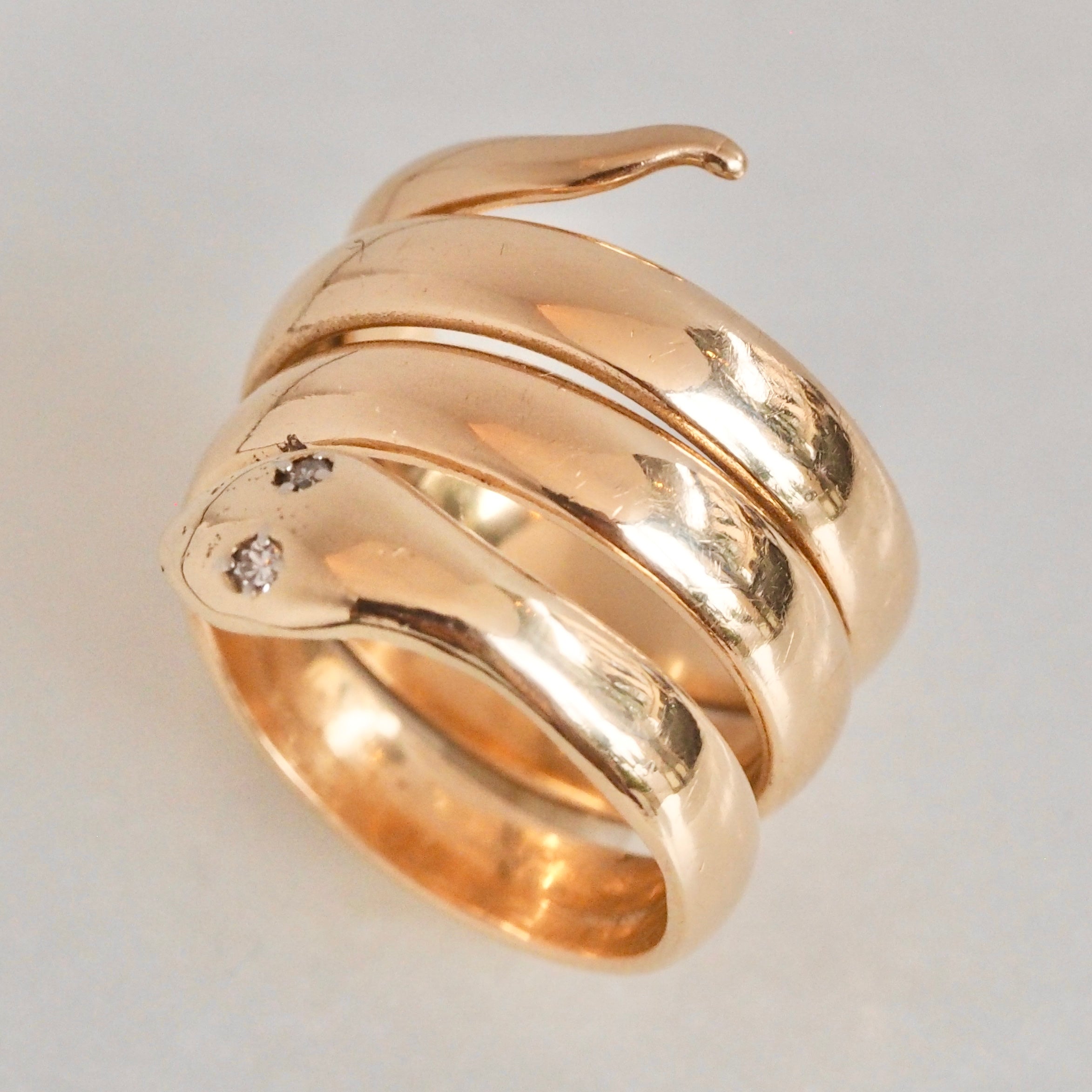 Vintage 14k Gold Diamond Snake Ring