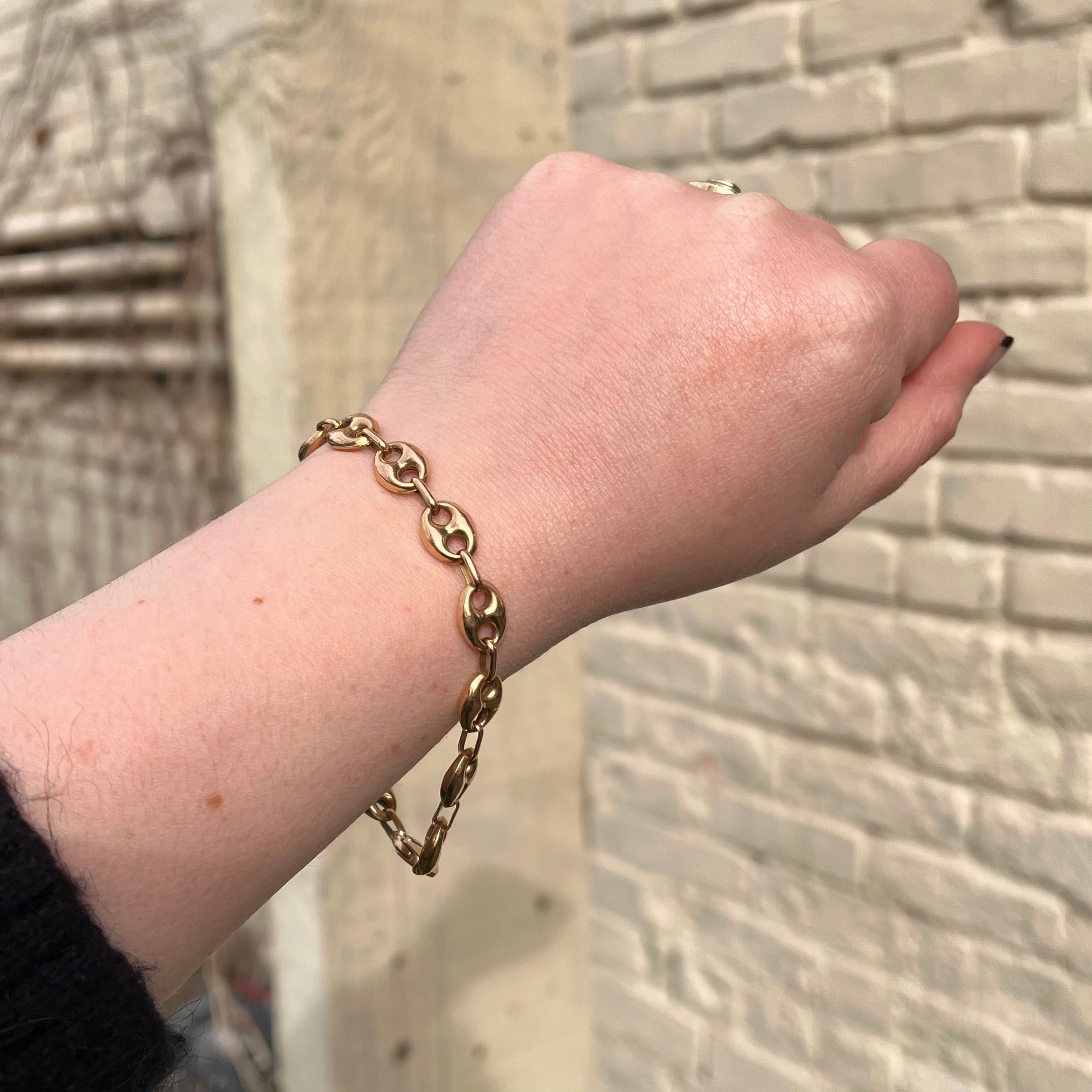 Vintage Puffy Mariner Link 14k Gold Bracelet