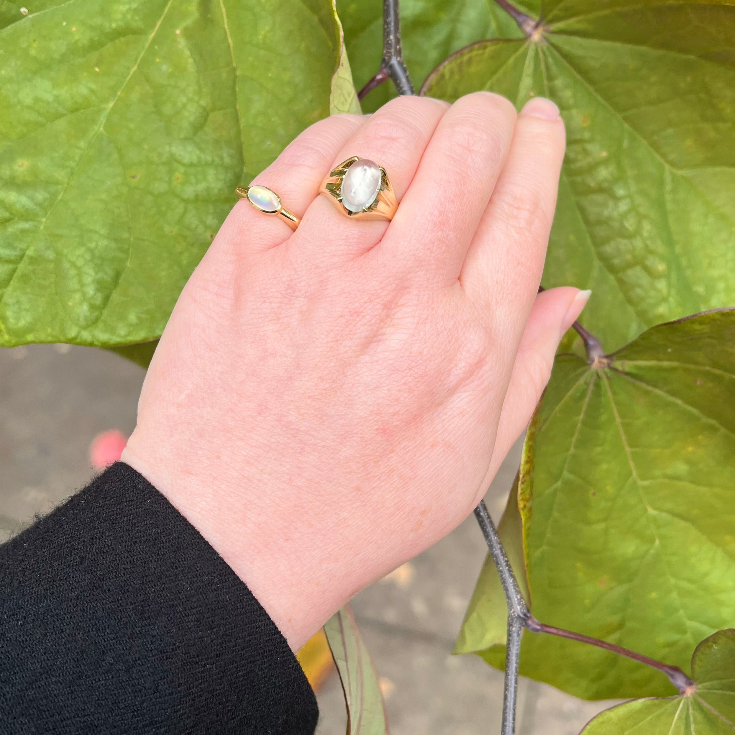 Modernist Moonstone 14k Gold Ring