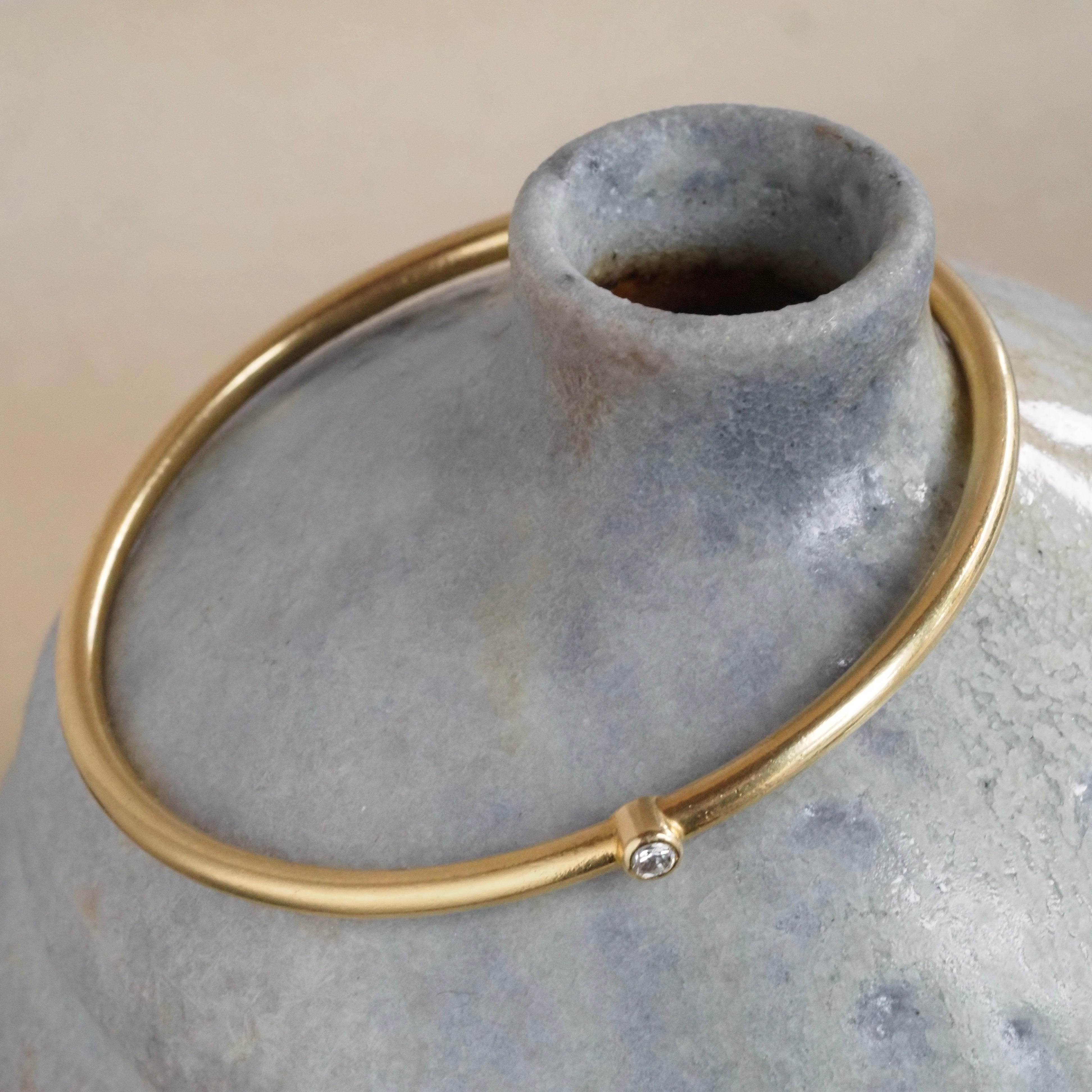 Solid 18k Gold Diamond Bangle Bracelet