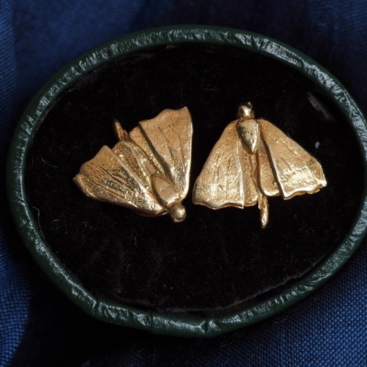 Vintage Moth 18k Gold Post Earrings