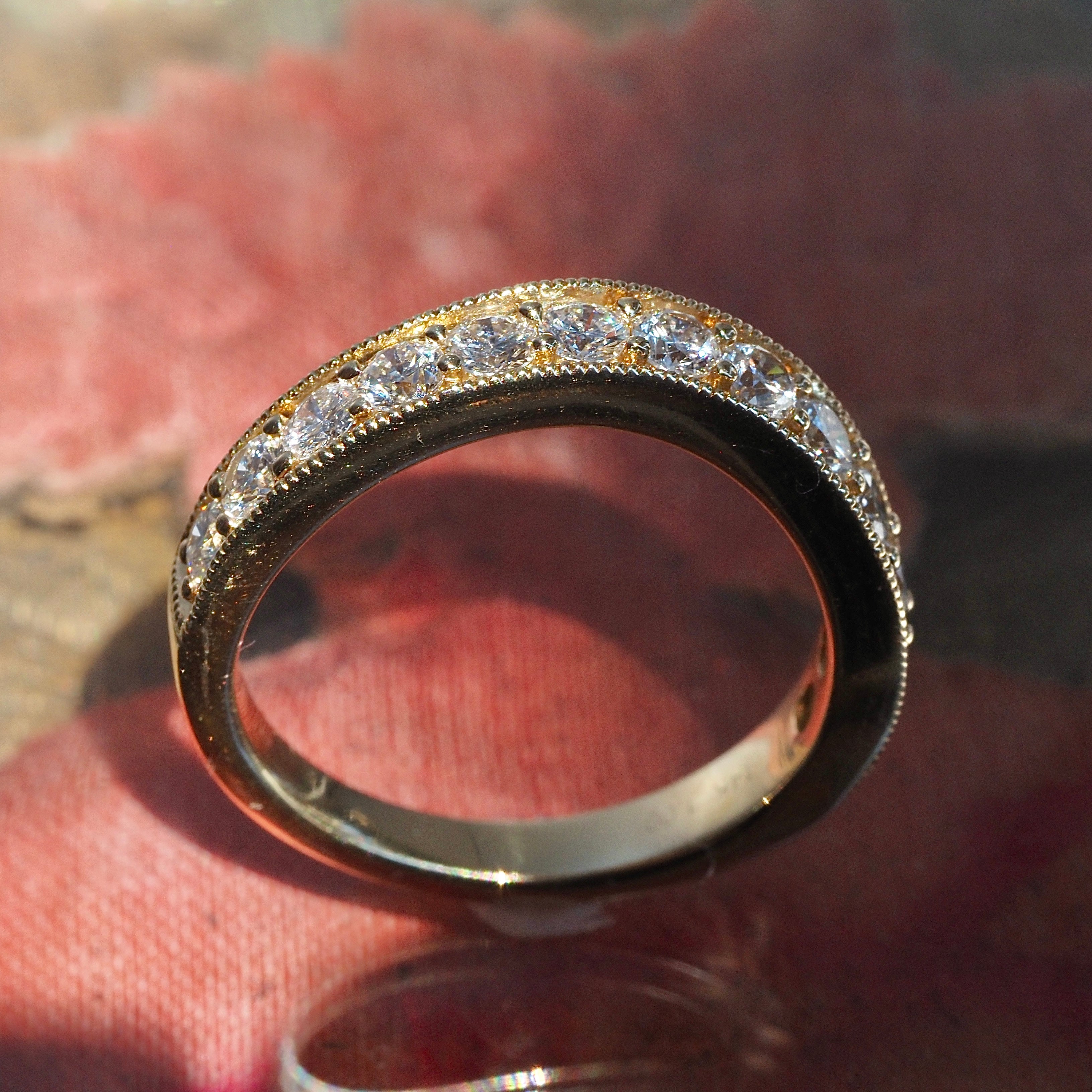 Wavy Diamond Half Eternity 14k Gold Band